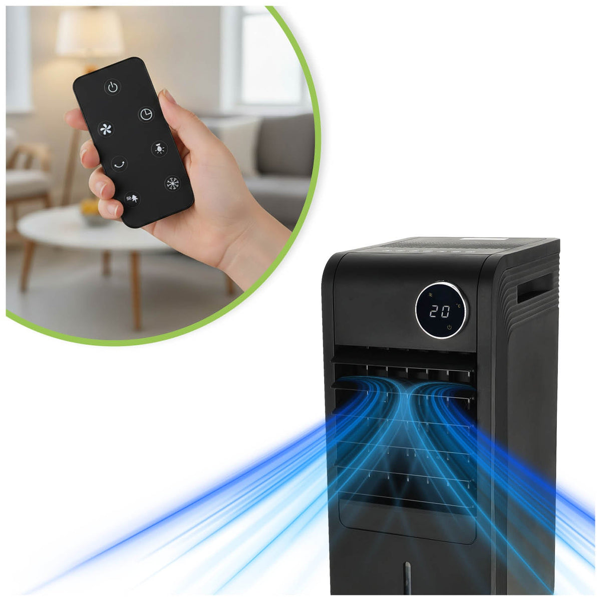 Klimator Ewaporacyjny 65W 3w1 z Pilotem | Chłodzenie | Czarny - LAITICA