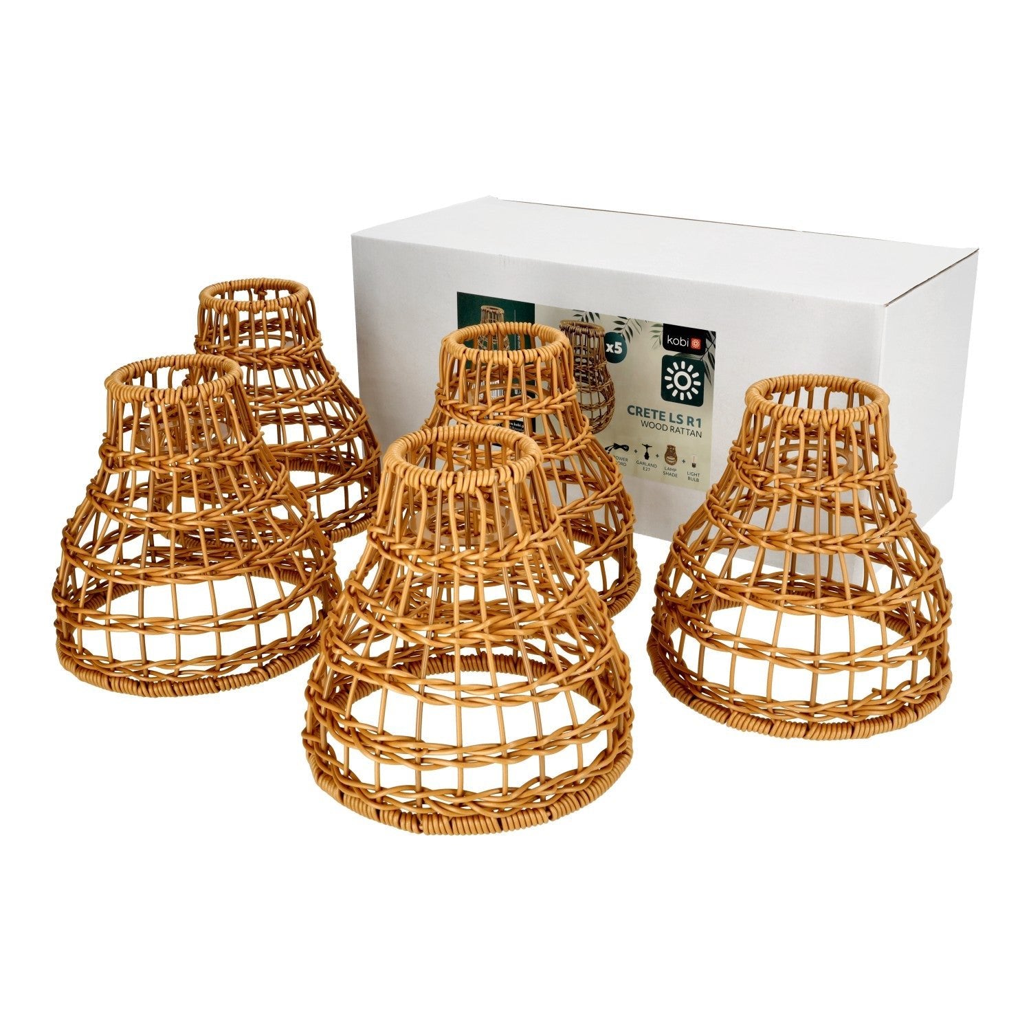 Klosz do girlandy CRETE R1 drewnopodobny 5 sztuk do zestawu 18cm - LAITICA