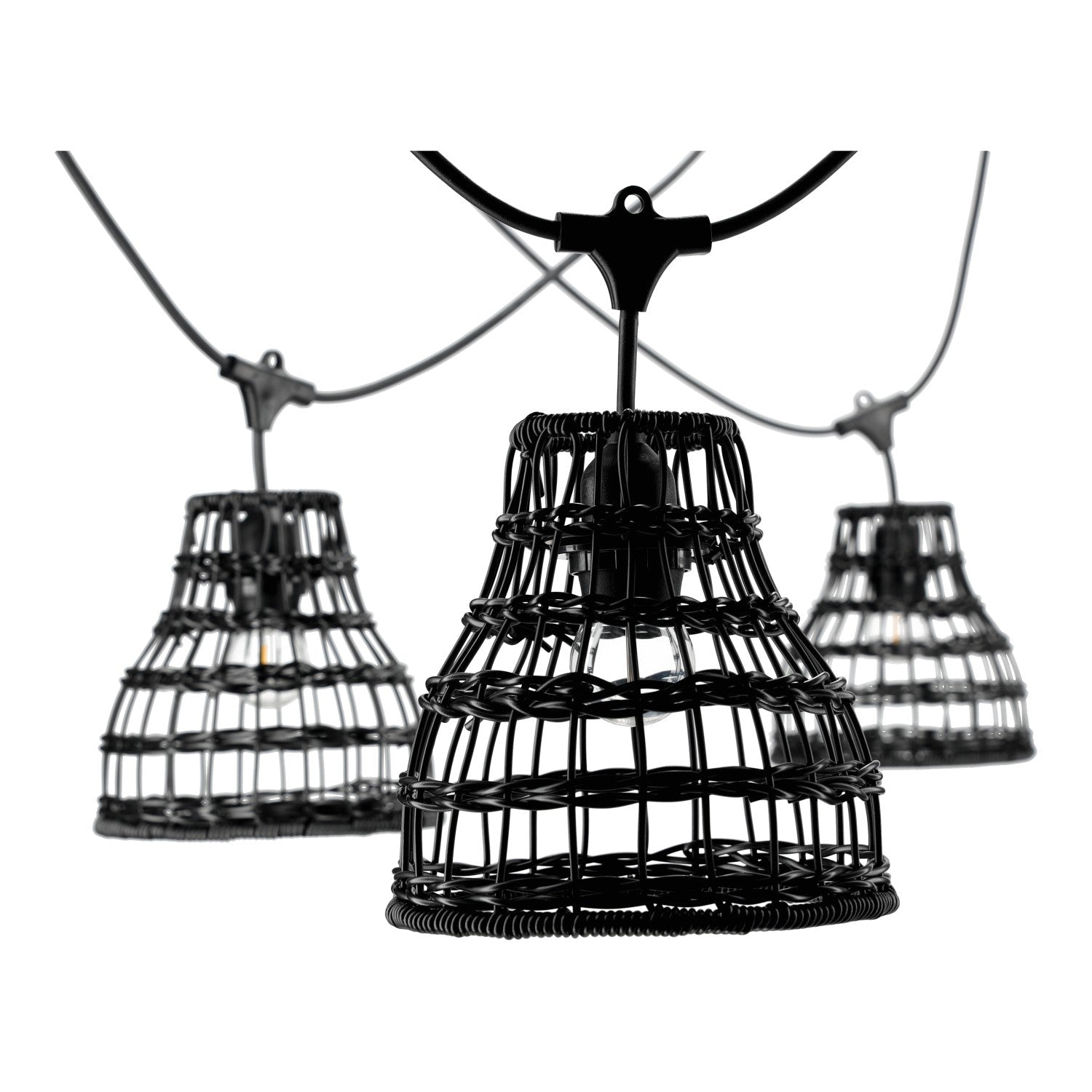 Klosz do girlandy CRETE R2 czarny pleciony 5 sztuk do zestawu 18cm - LAITICA