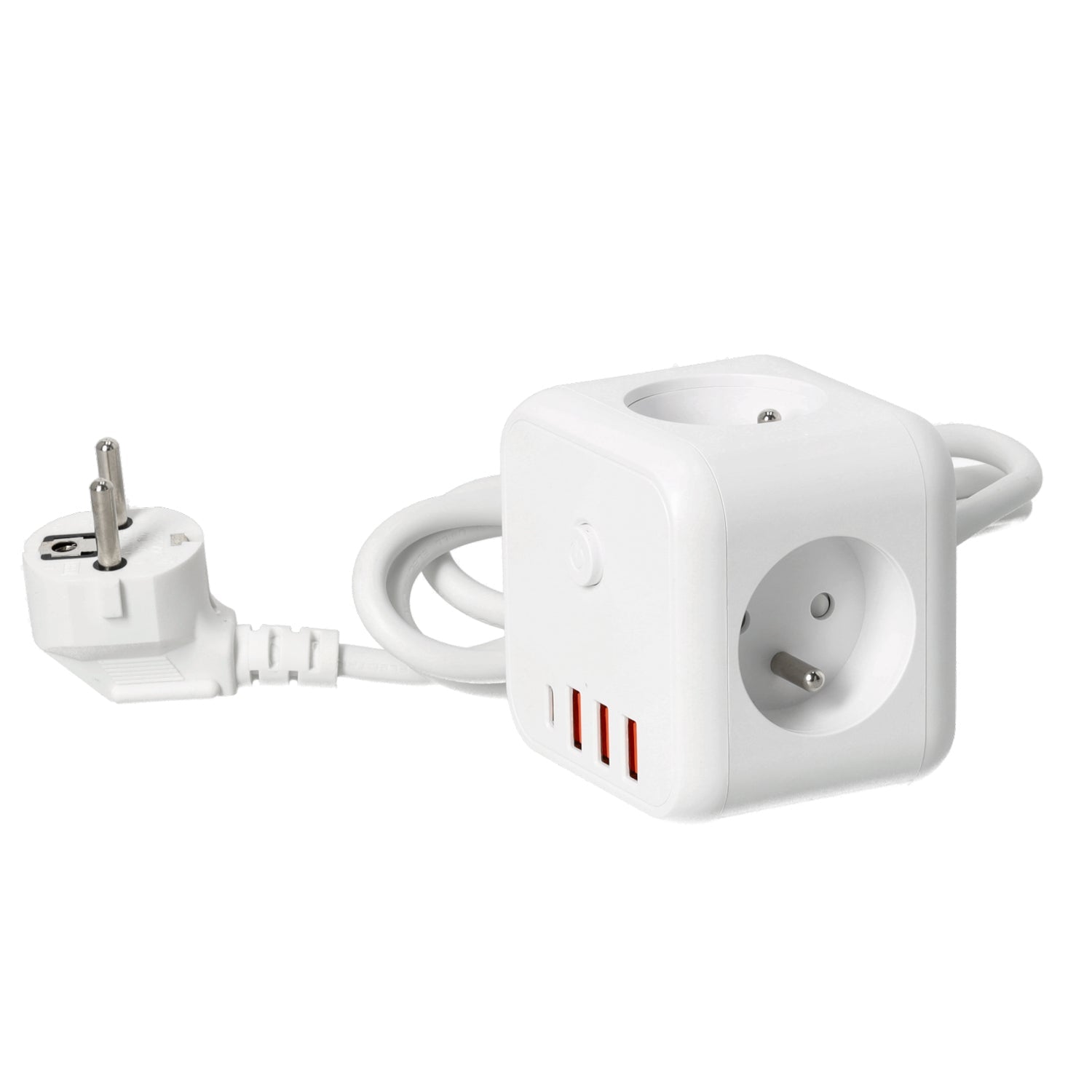 Kostka Przedłużacz 1,5m 3gn +USB Smart Biały Wyłącznik Rozgałęźnik sieciowy - LAITICA