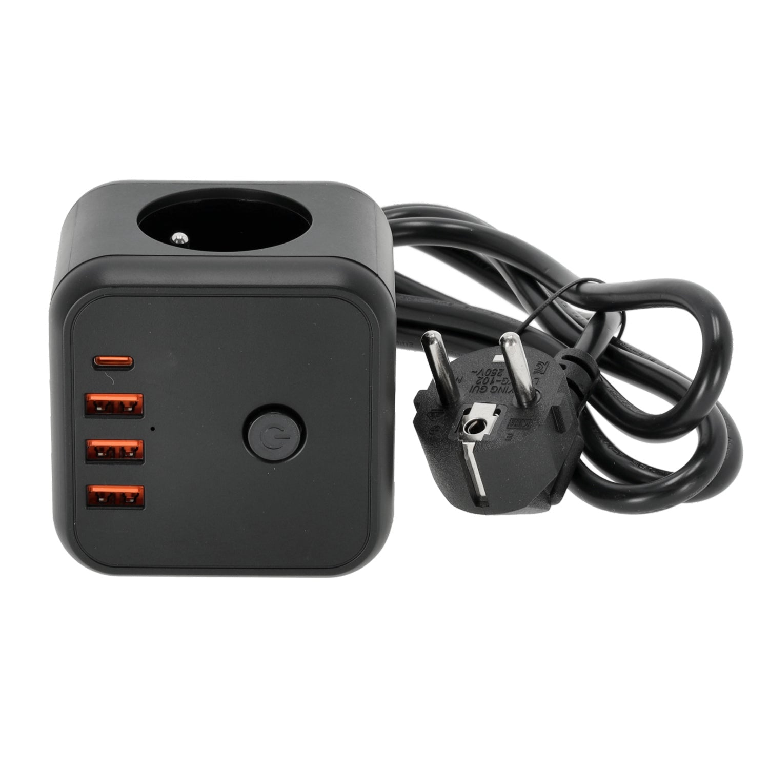 Kostka Przedłużacz 1,5m 3gn+USB Smart Czarny Wyłącznik Rozgałęźnik sieciowy - LAITICA