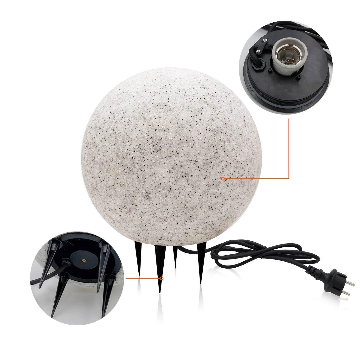 Kula świecąca OGRODOWA FLORA M wodoodporna imitacja marmuru - LAITICA