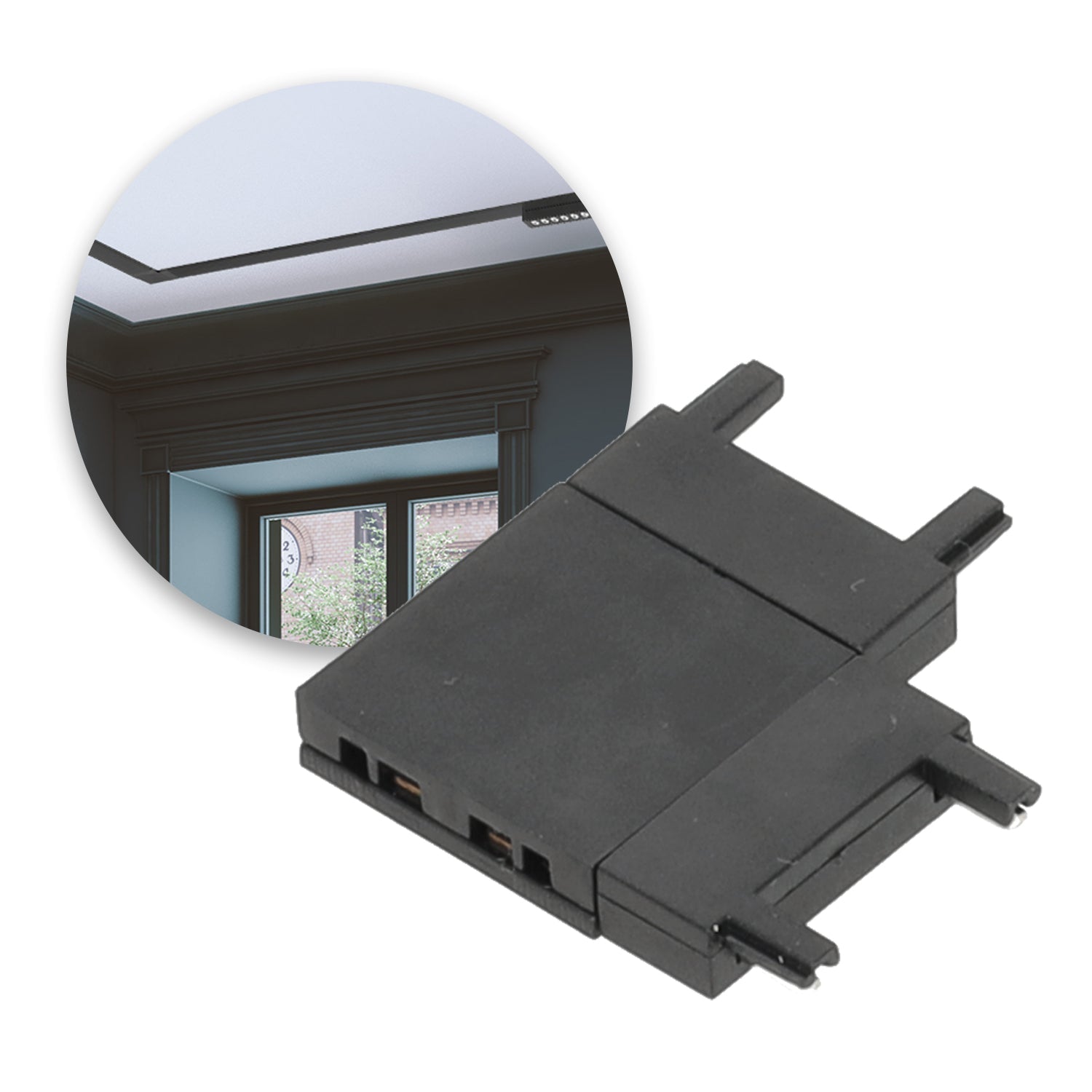 Łącznik L poziomy 90° do jednofazowych szyn magnetycznych - czarny - LAITICA