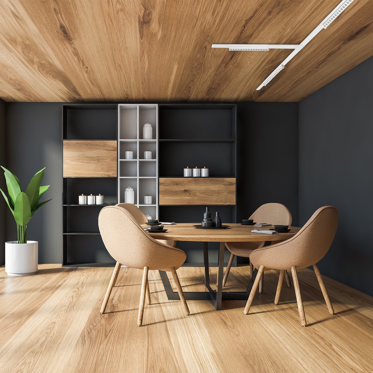 Łącznik T do systemów szynowych magnetycznych – połączenie 3 szyn biały - LAITICA