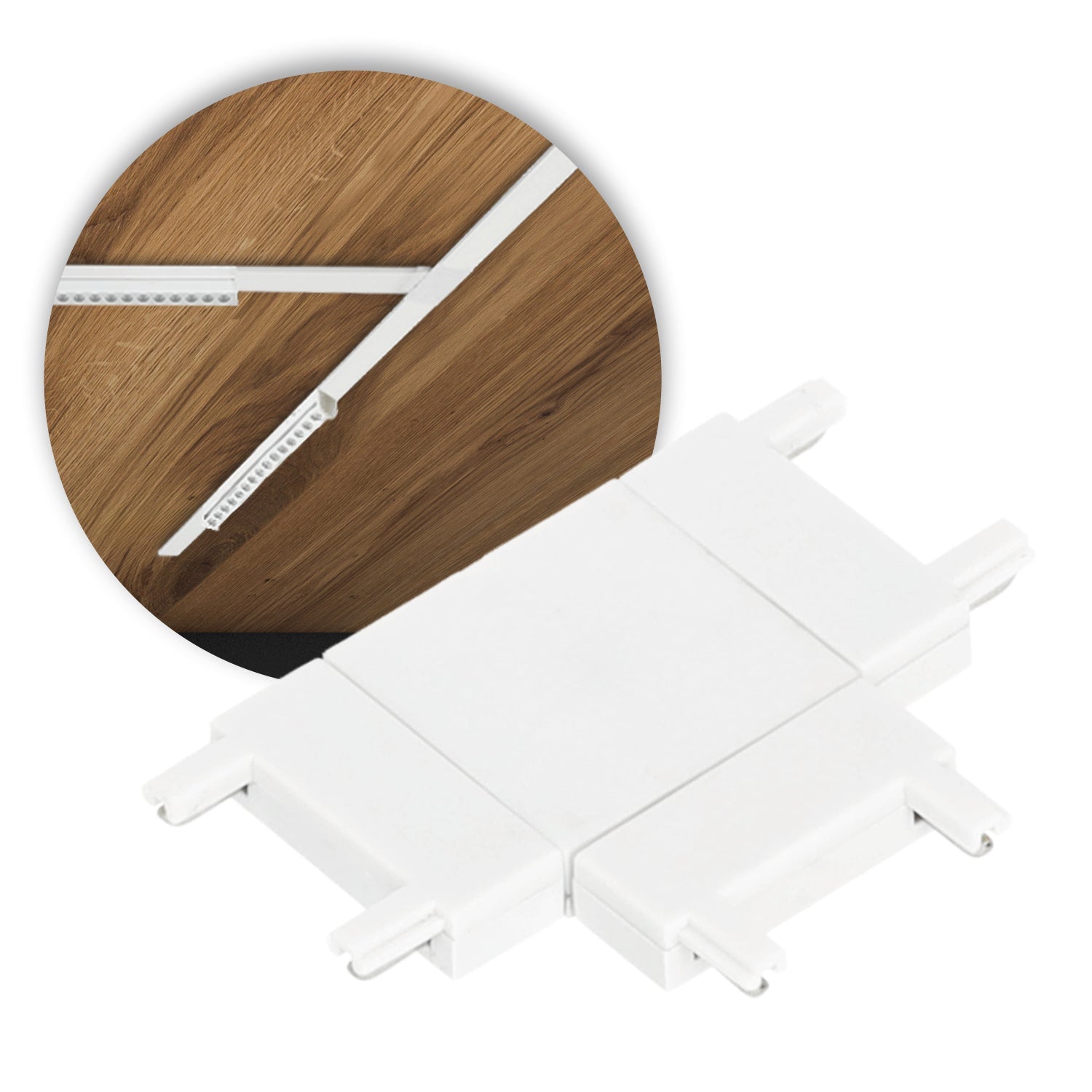 Łącznik T do systemów szynowych magnetycznych – połączenie 3 szyn biały - LAITICA