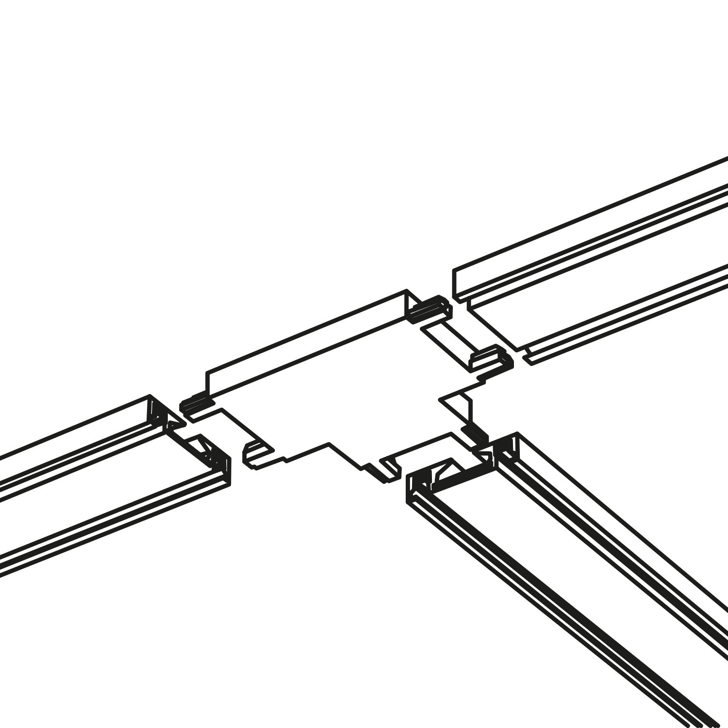 Łącznik T do systemów szynowych magnetycznych – połączenie 3 szyn - czarny - LAITICA