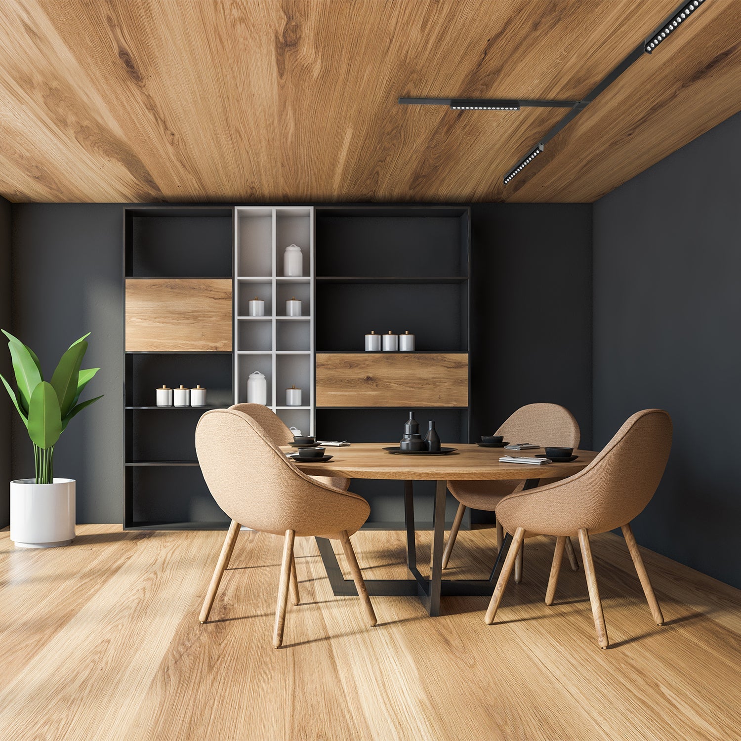 Łącznik T do systemów szynowych magnetycznych – połączenie 3 szyn - czarny - LAITICA