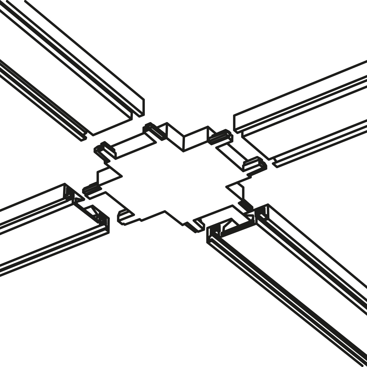Łącznik X krzyżowy do systemów szynowych magnetycznych – połączenie 4 szyn - biały - LAITICA