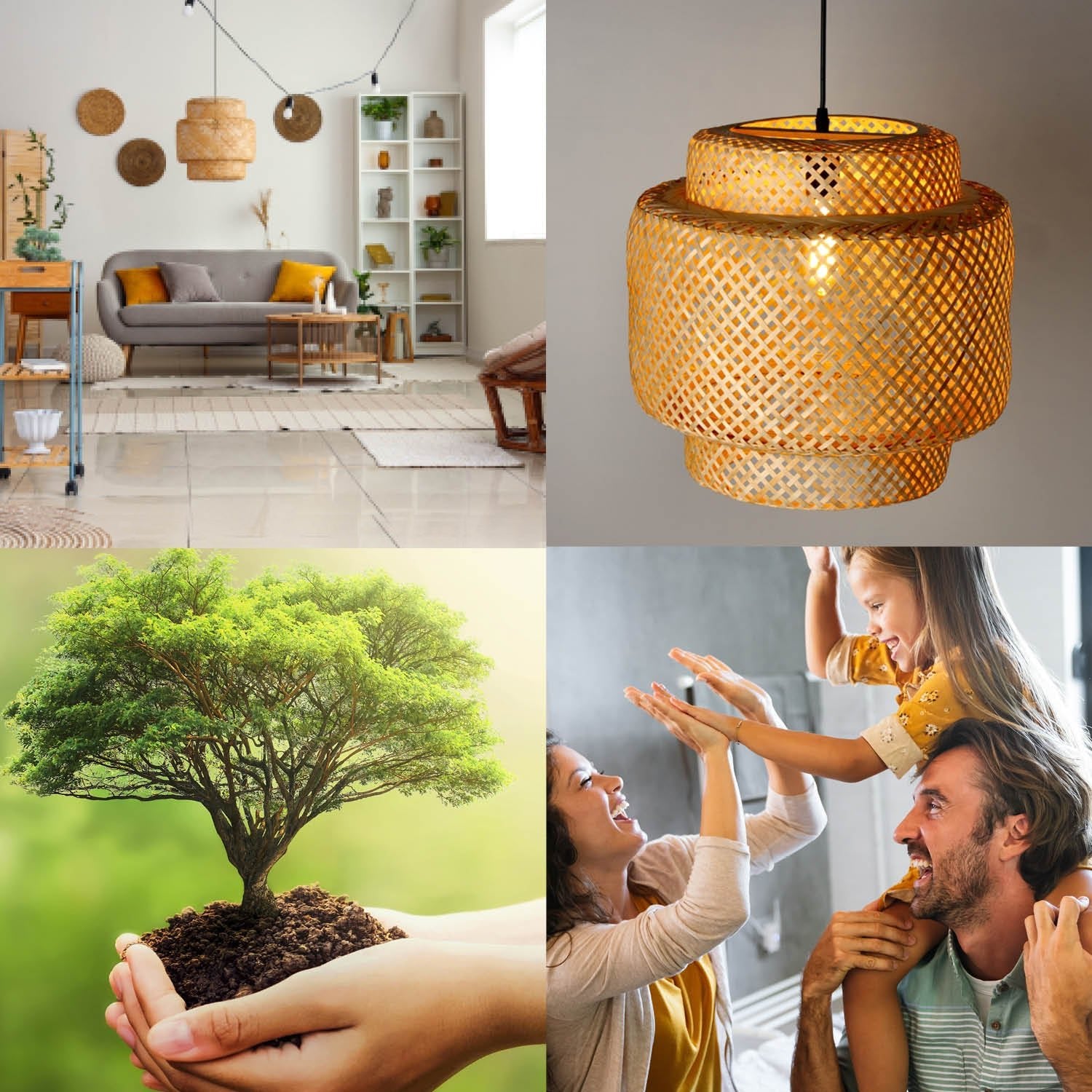 Lampa bambusowa BONN boho wisząca - LAITICA