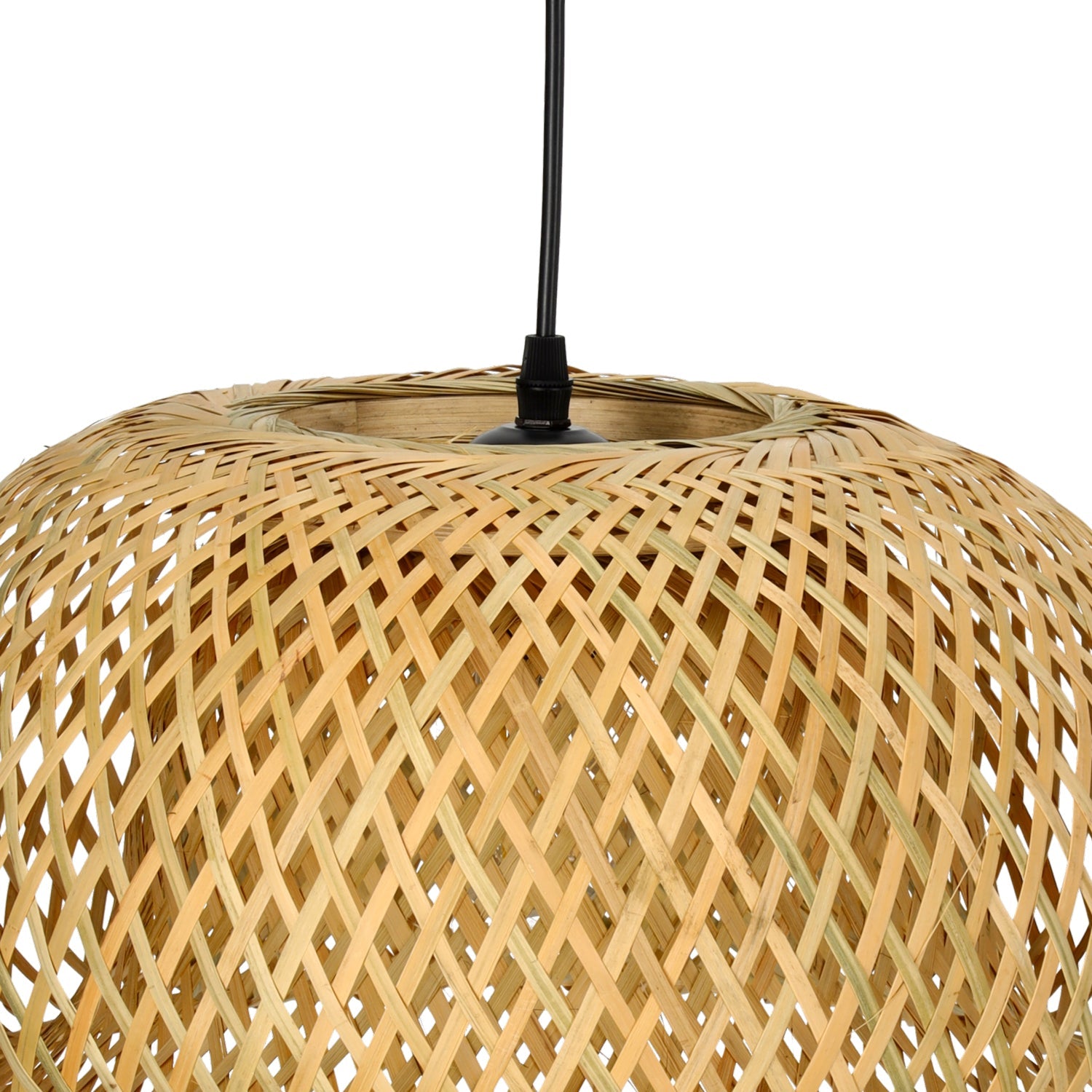 Lampa bambusowa DUŻA wisząca BOHO BAKU M 38cm E27 pleciona sufitowa - LAITICA