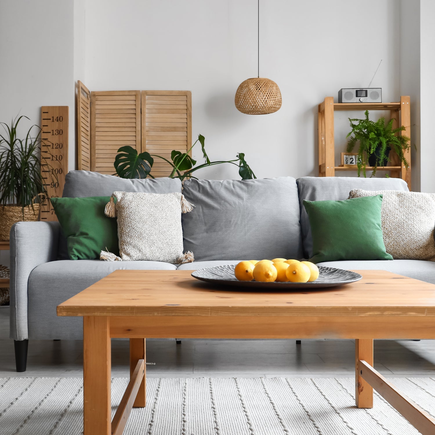 Lampa bambusowa DUŻA wisząca BOHO BAKU M 38cm E27 pleciona sufitowa - LAITICA