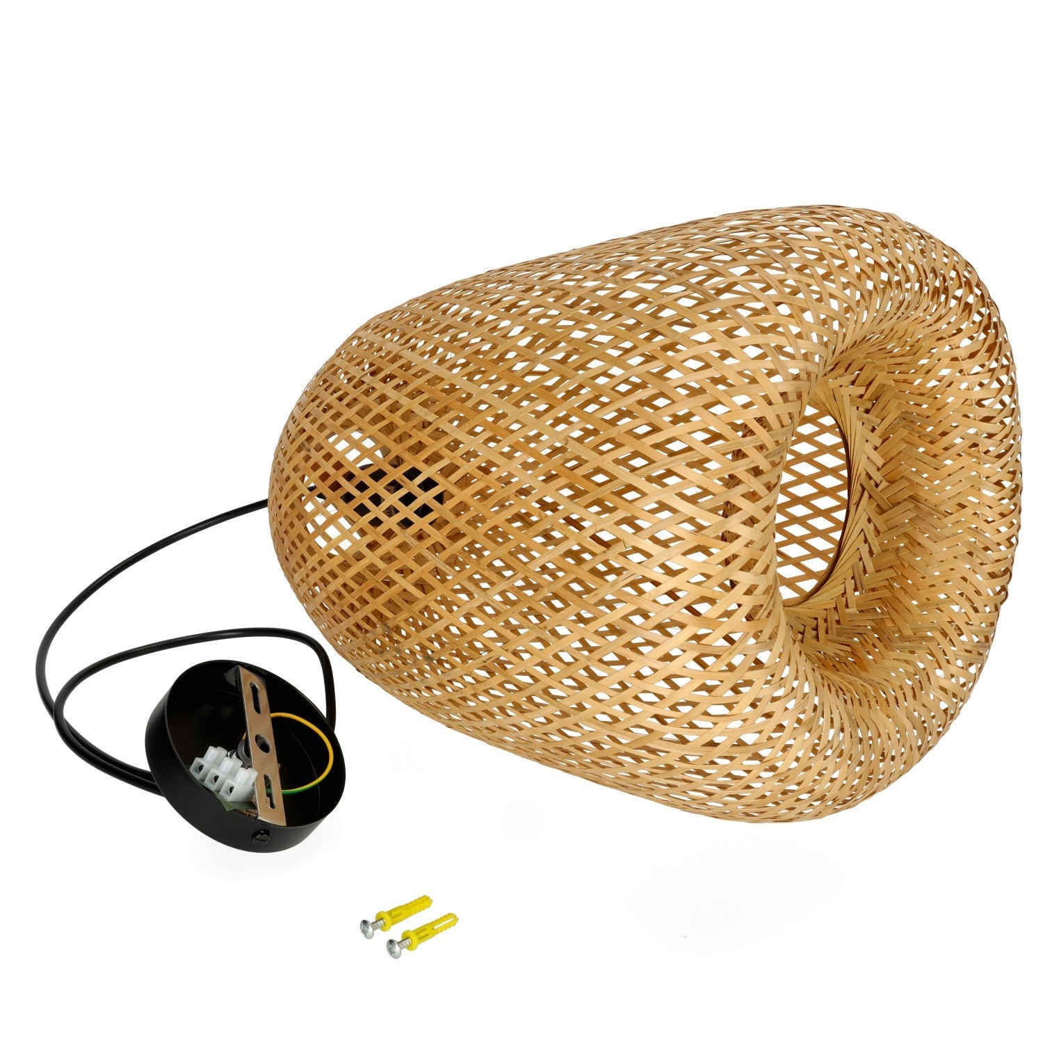 Lampa boho BEIRUT wisząca E27 lampa sufitowa BAMBUS pleciona na E27 - LAITICA