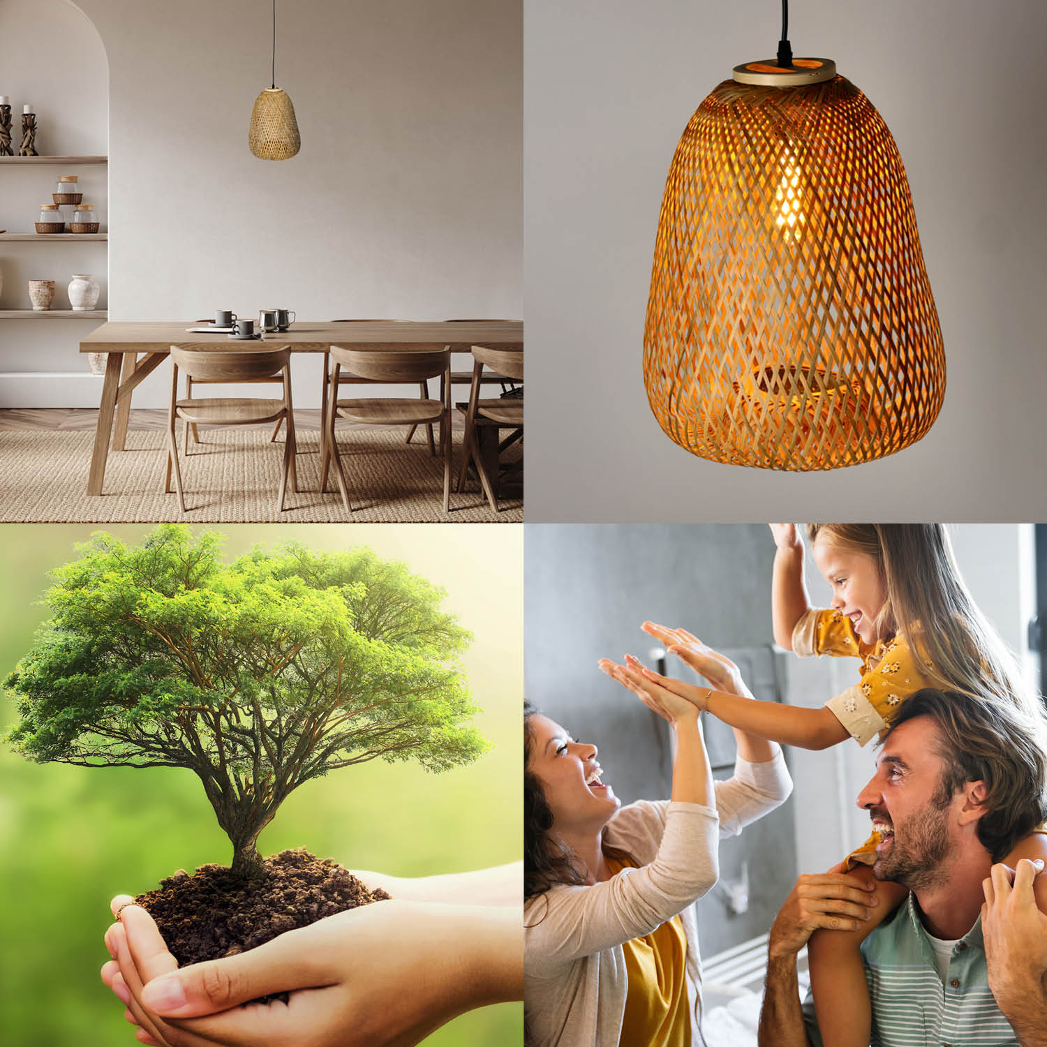 Lampa boho BEIRUT wisząca E27 lampa sufitowa BAMBUS pleciona na E27 - LAITICA
