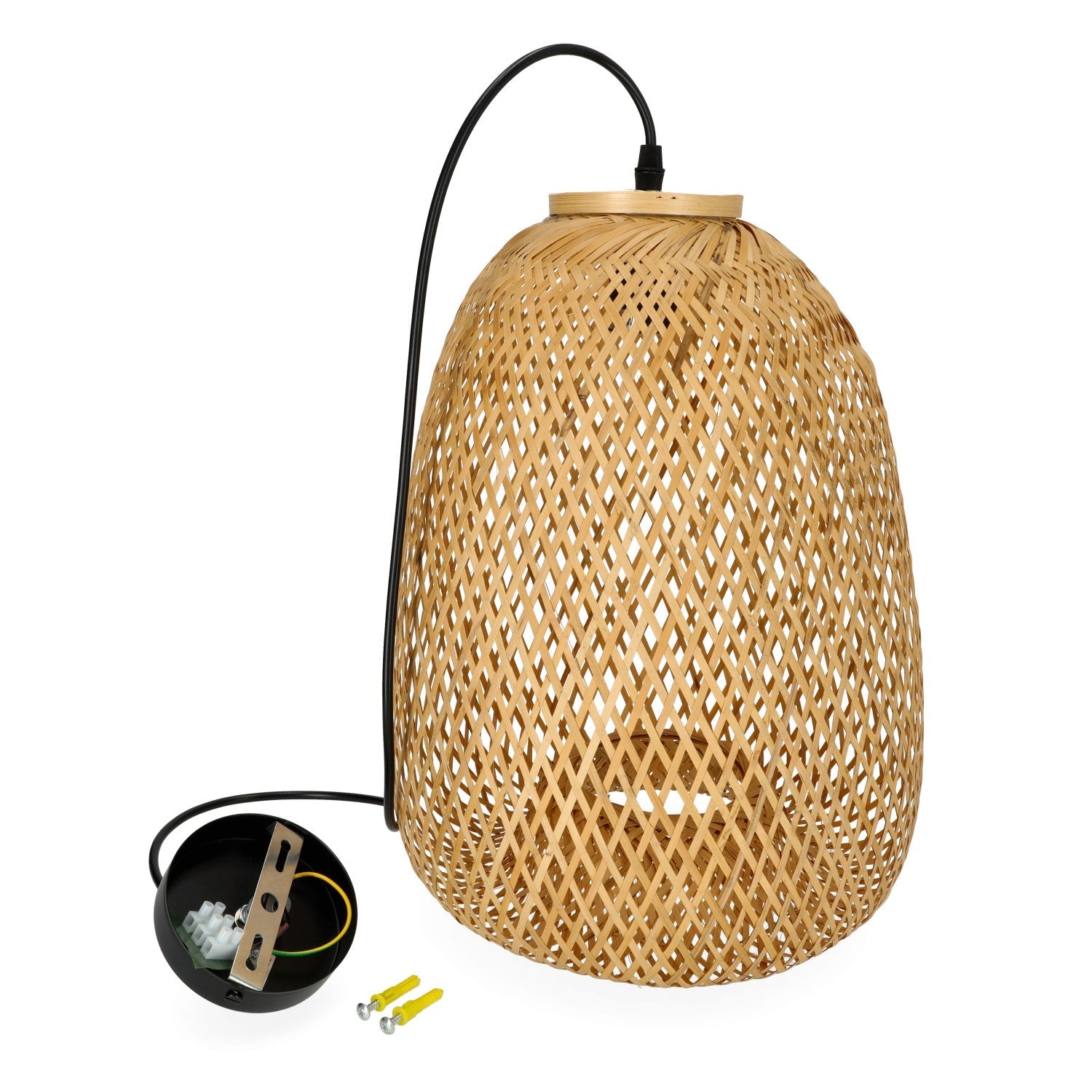 Lampa boho BEIRUT wisząca E27 lampa sufitowa BAMBUS pleciona na E27 - LAITICA
