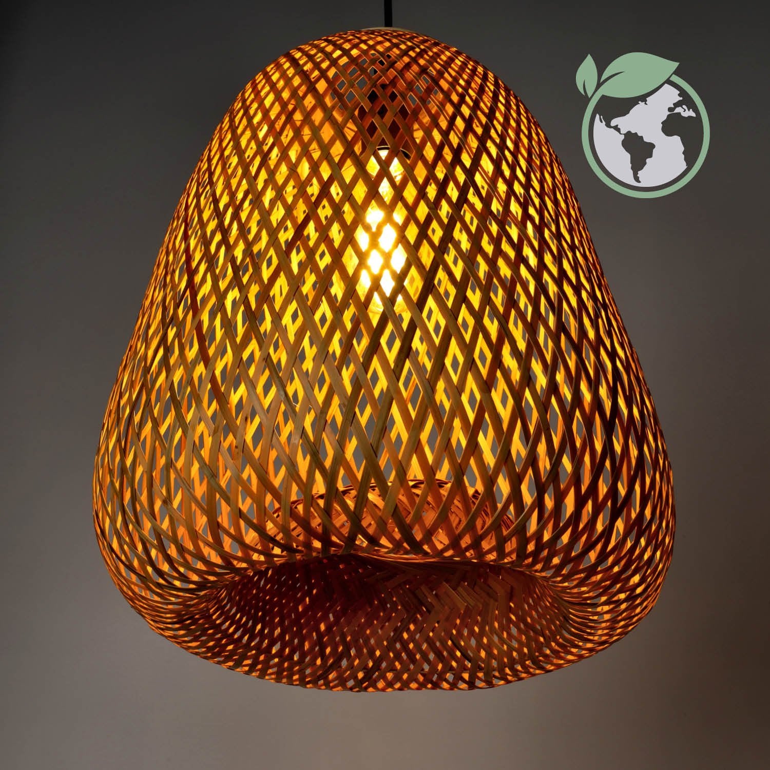 Lampa boho BEIRUT wisząca E27 lampa sufitowa BAMBUS pleciona na E27 - LAITICA
