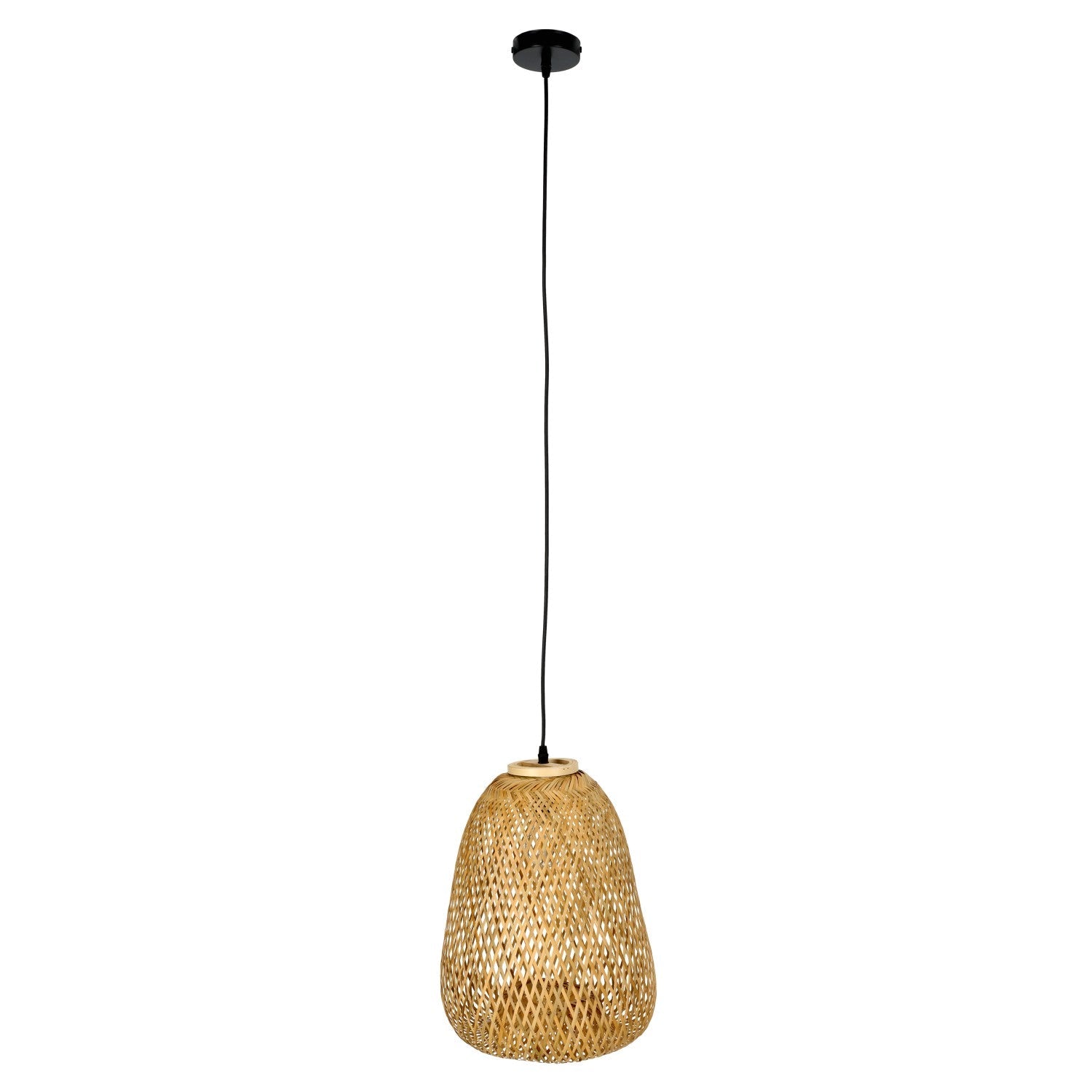 Lampa boho BEIRUT wisząca E27 lampa sufitowa BAMBUS pleciona na E27 - LAITICA