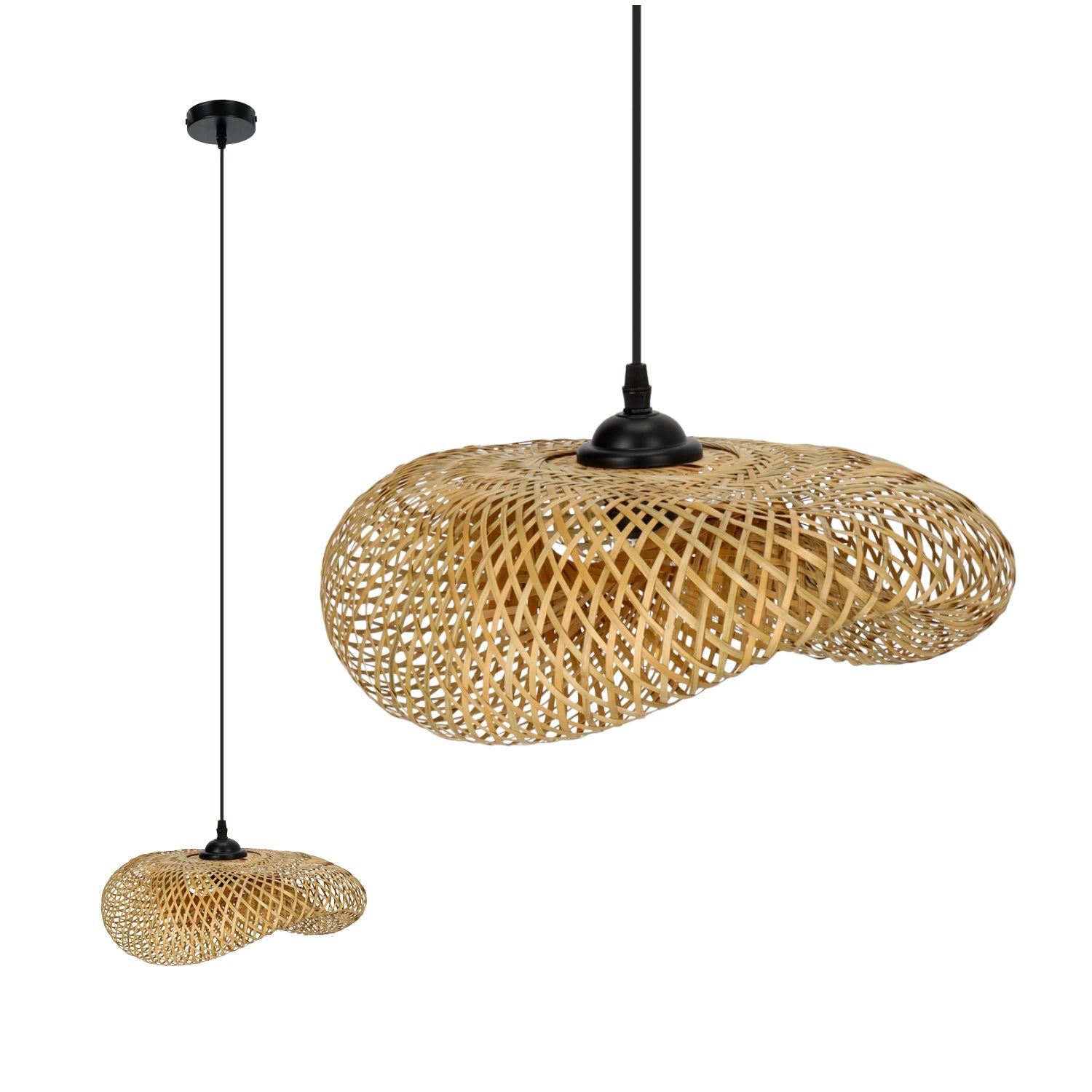 Lampa BOHO BRUGIA S sufitowa WISZĄCA 40 cm pleciona naturalna BAMBUSOWA E2 - LAITICA