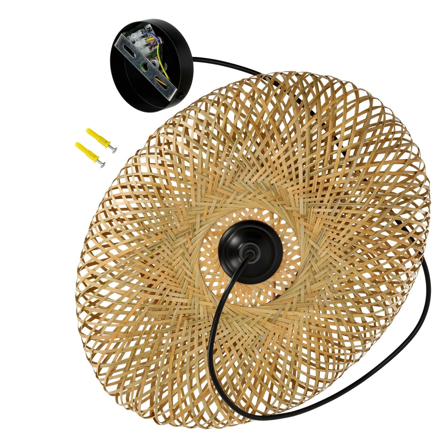 Lampa BOHO BRUGIA S sufitowa WISZĄCA 40 cm pleciona naturalna BAMBUSOWA E2 - LAITICA