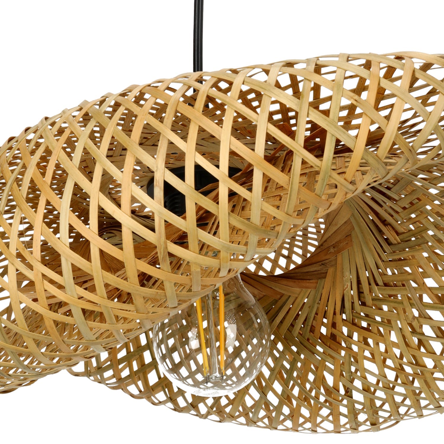 Lampa BOHO BRUGIA S sufitowa WISZĄCA 40 cm pleciona naturalna BAMBUSOWA E2 - LAITICA