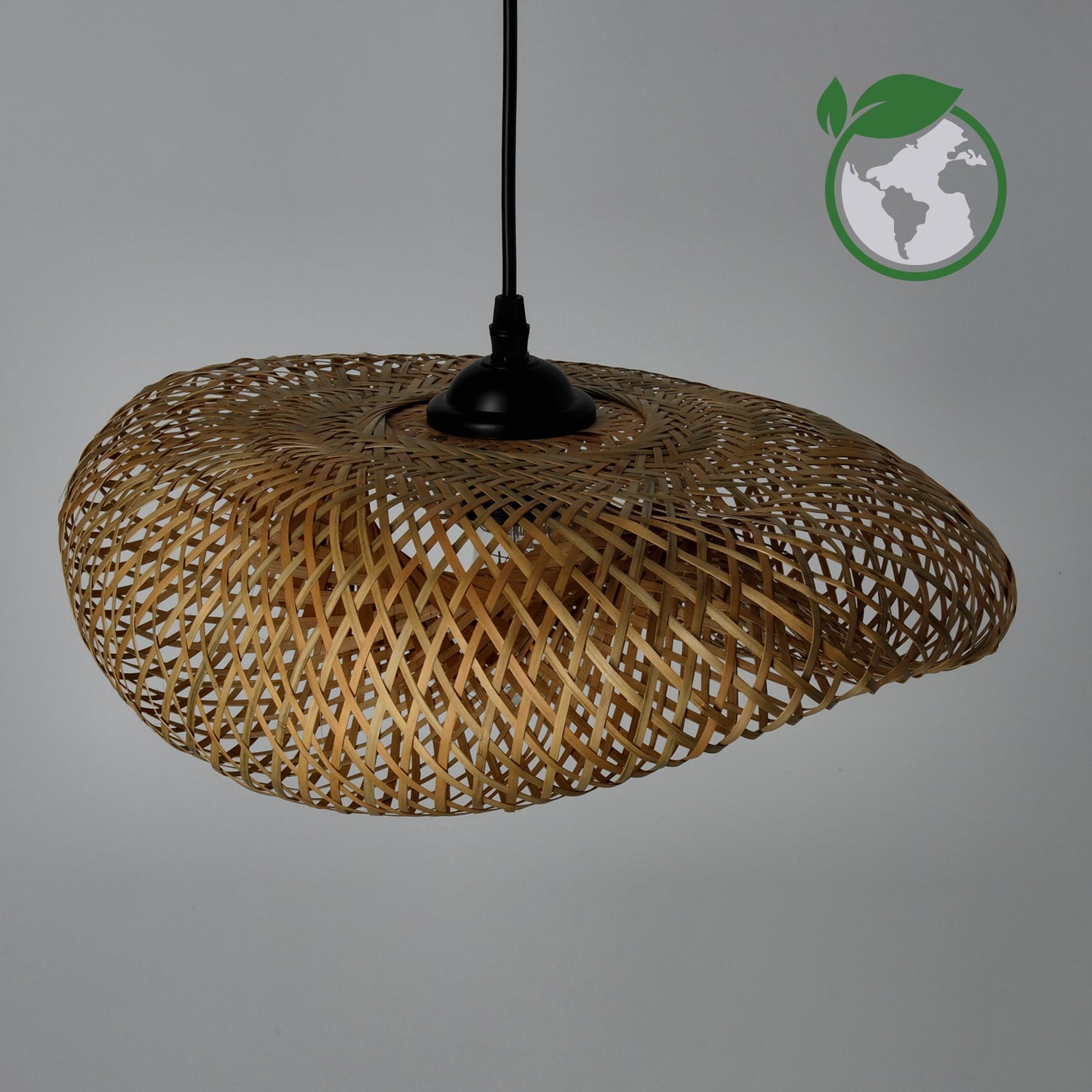 Lampa BOHO BRUGIA S sufitowa WISZĄCA 40 cm pleciona naturalna BAMBUSOWA E2 - LAITICA