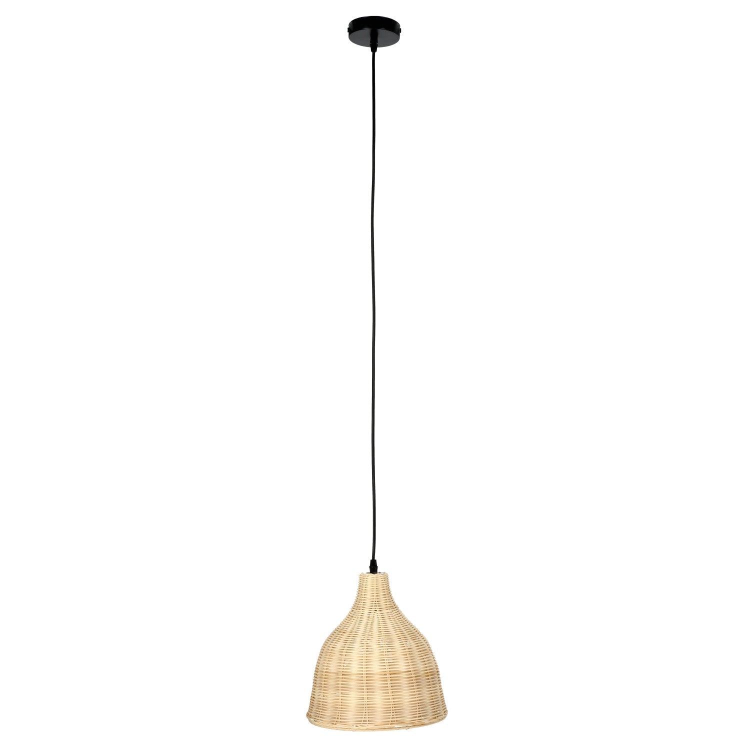 Lampa BOHO wisząca RENNES rattanowa na E27 Naturalna sufitowa klosz 26cm - LAITICA
