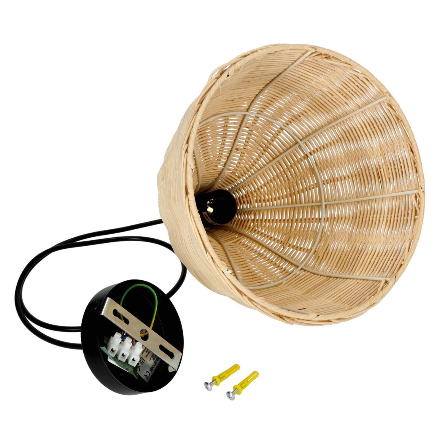 Lampa BOHO wisząca RENNES rattanowa na E27 Naturalna sufitowa klosz 26cm - LAITICA