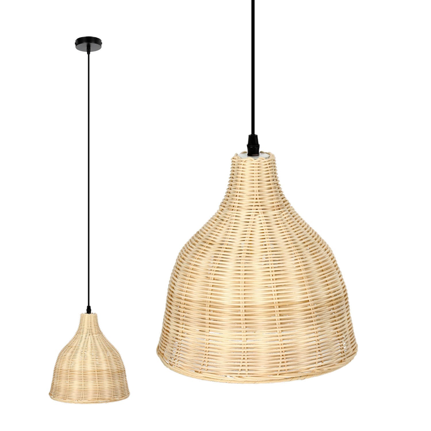 Lampa BOHO wisząca RENNES rattanowa na E27 Naturalna sufitowa klosz 26cm - LAITICA