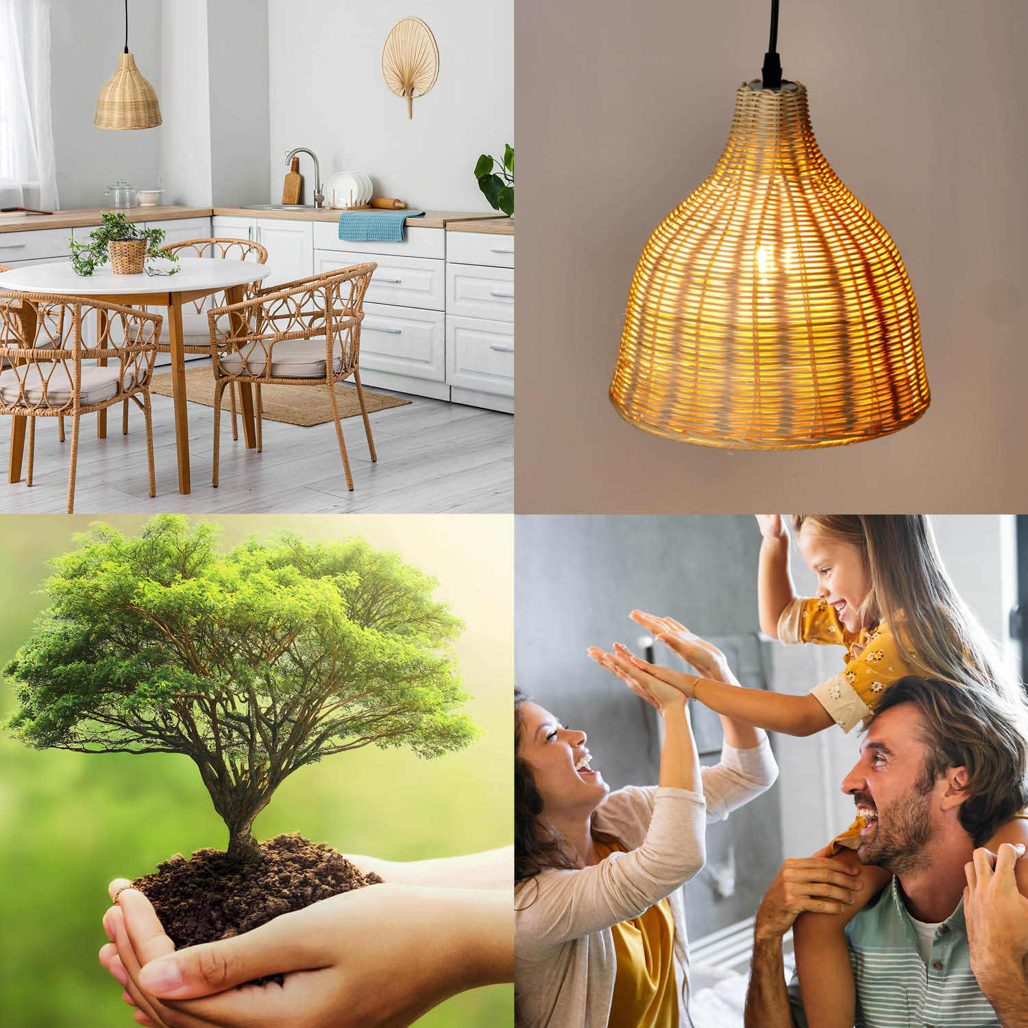 Lampa BOHO wisząca RENNES rattanowa na E27 Naturalna sufitowa klosz 26cm - LAITICA