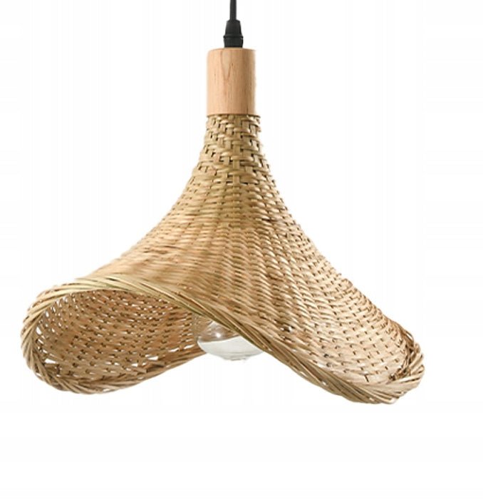 Lampa Boho Wisząca Sufitowa Bambusowa na E27 Pleciona Naturalna - LAITICA