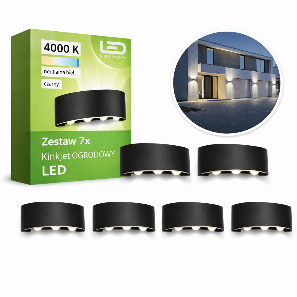 Lampa Elewacyjna LED Góra Dół 6W 4000K Kinkiet Zewnętrzny IP54 - 6szt - LAITICA