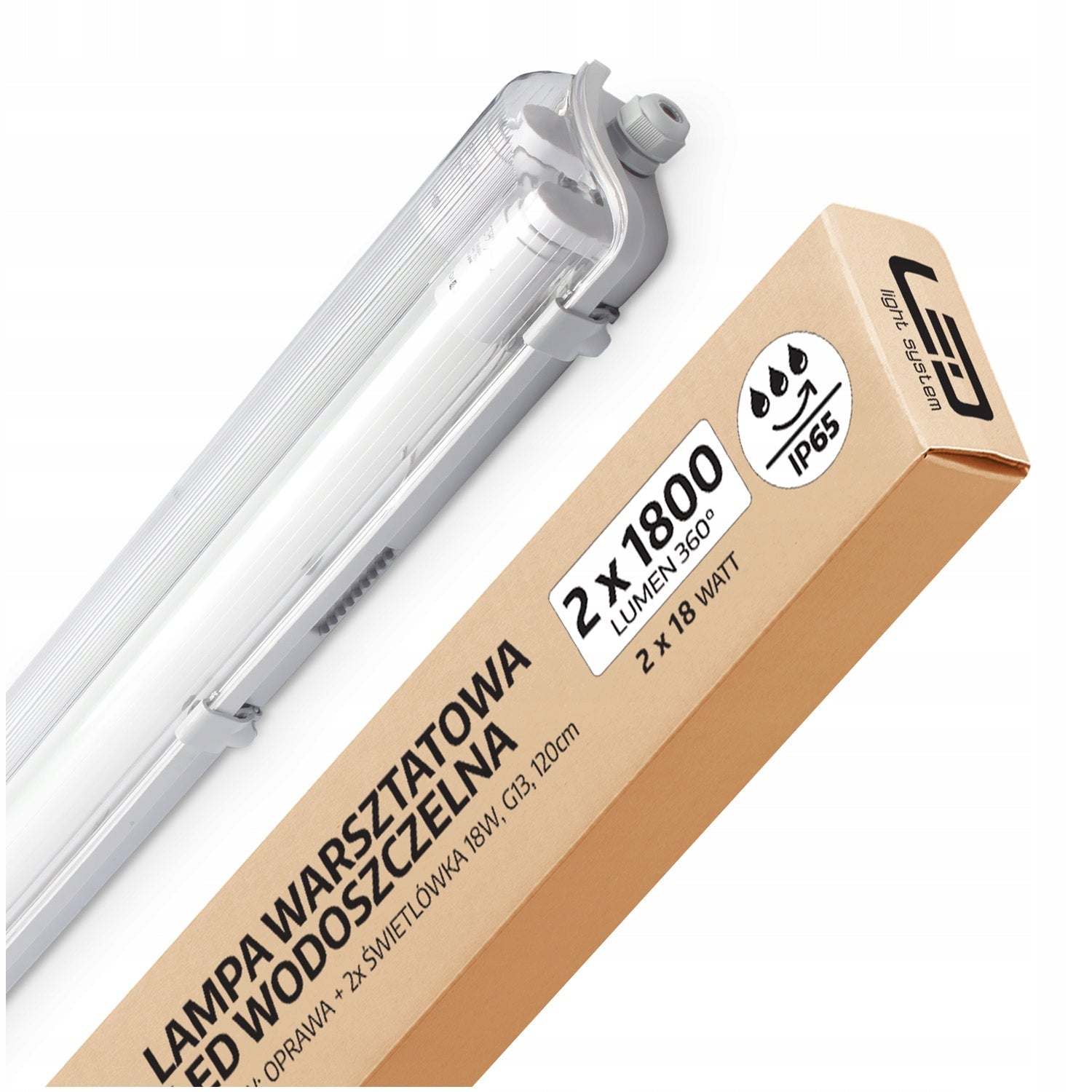 Lampa Hermetyczna Warsztatowa LED 120cm + 2x Świetlówka T8 18W Oprawa 4000K - LAITICA