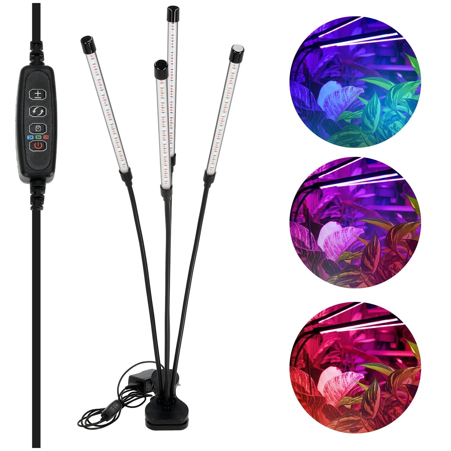 Lampa LED do Roślin 4 Głowice Do Wzrostu Uprawy Klips TIMER + zasilacz - LAITICA