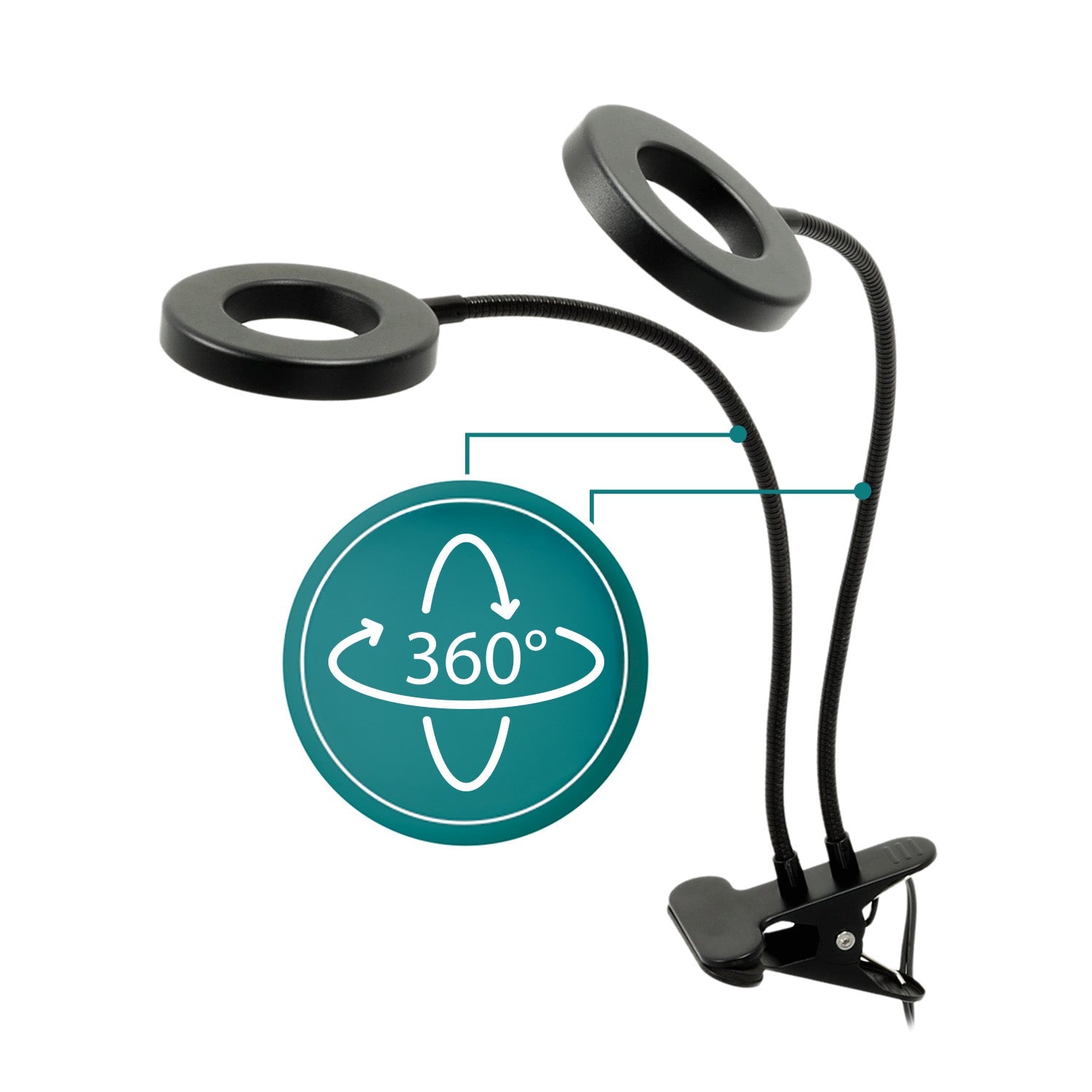 Lampa LED do roślin z klipsem 8W – wzrost i kwitnienie, 2 ramiona, timer - LAITICA