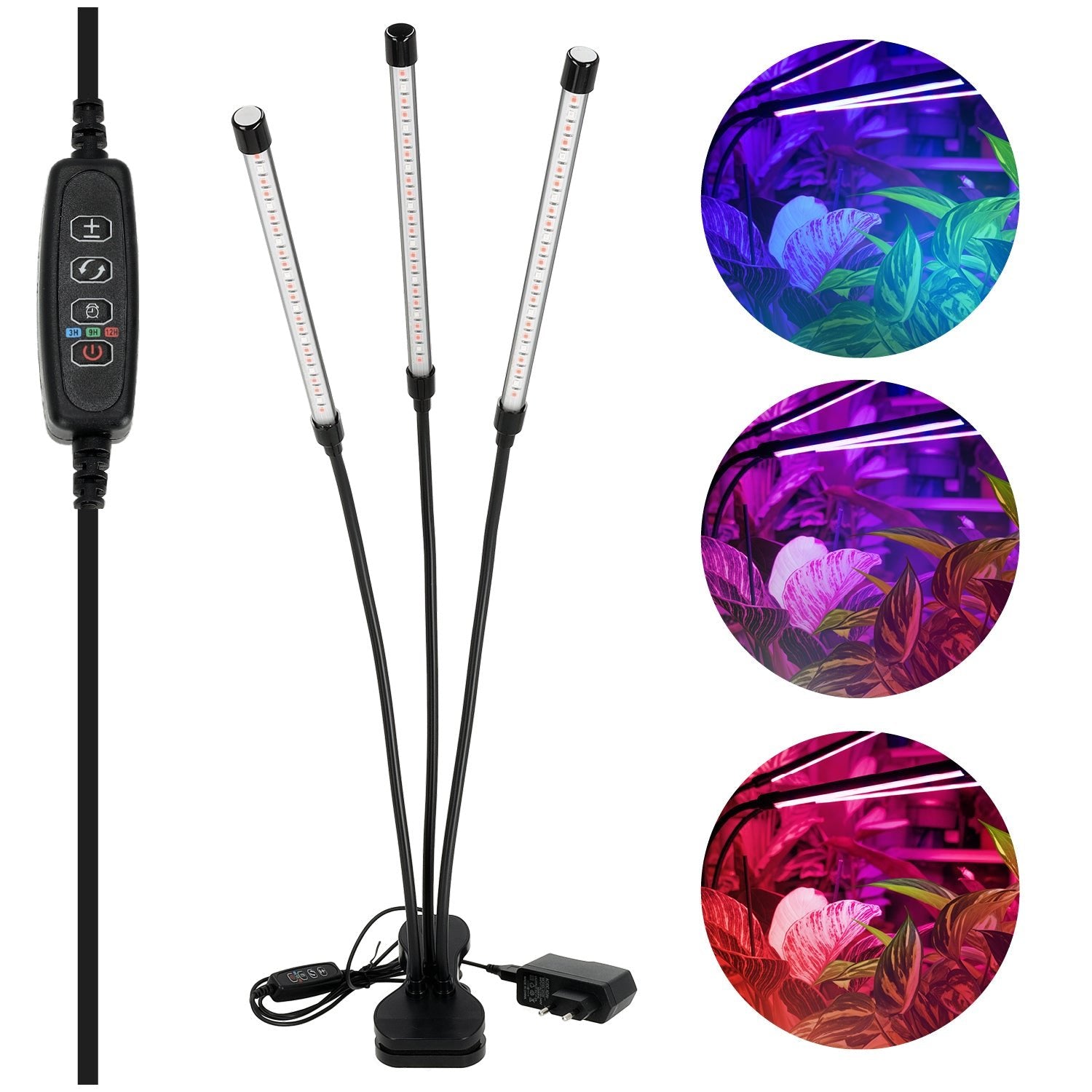Lampa LED Do Wzrostu Uprawy Roślin na Klips POTRÓJNA TIMER + ZASILACZ - LAITICA