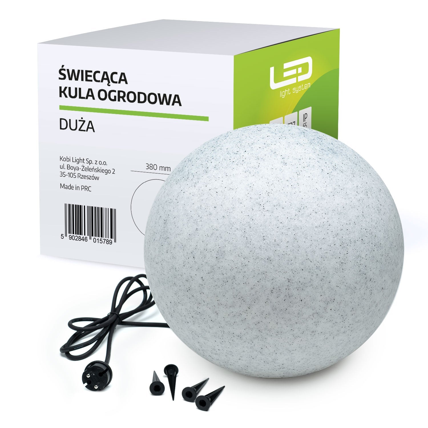 Lampa Ogrodowa Kula Świetlna 38cm na E27 - LAITICA