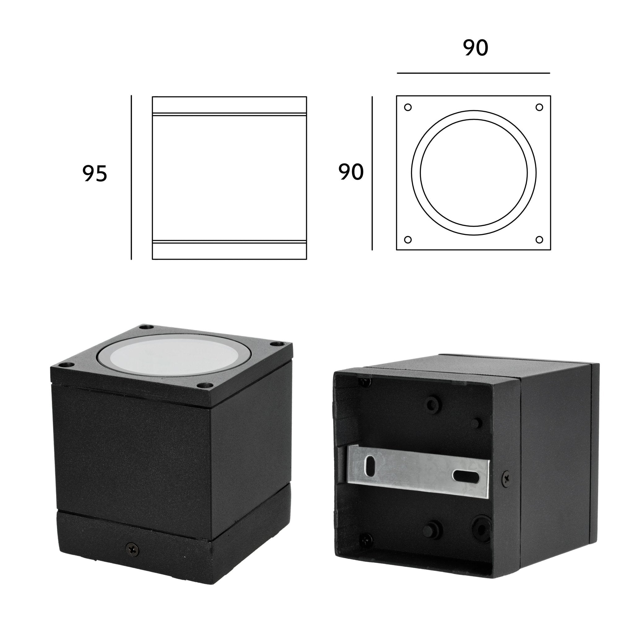 Lampa ogrodowa zewnętrzna AVA 1 czarna KWADRATOWA GU10 sufitowa wodoodporna - LAITICA