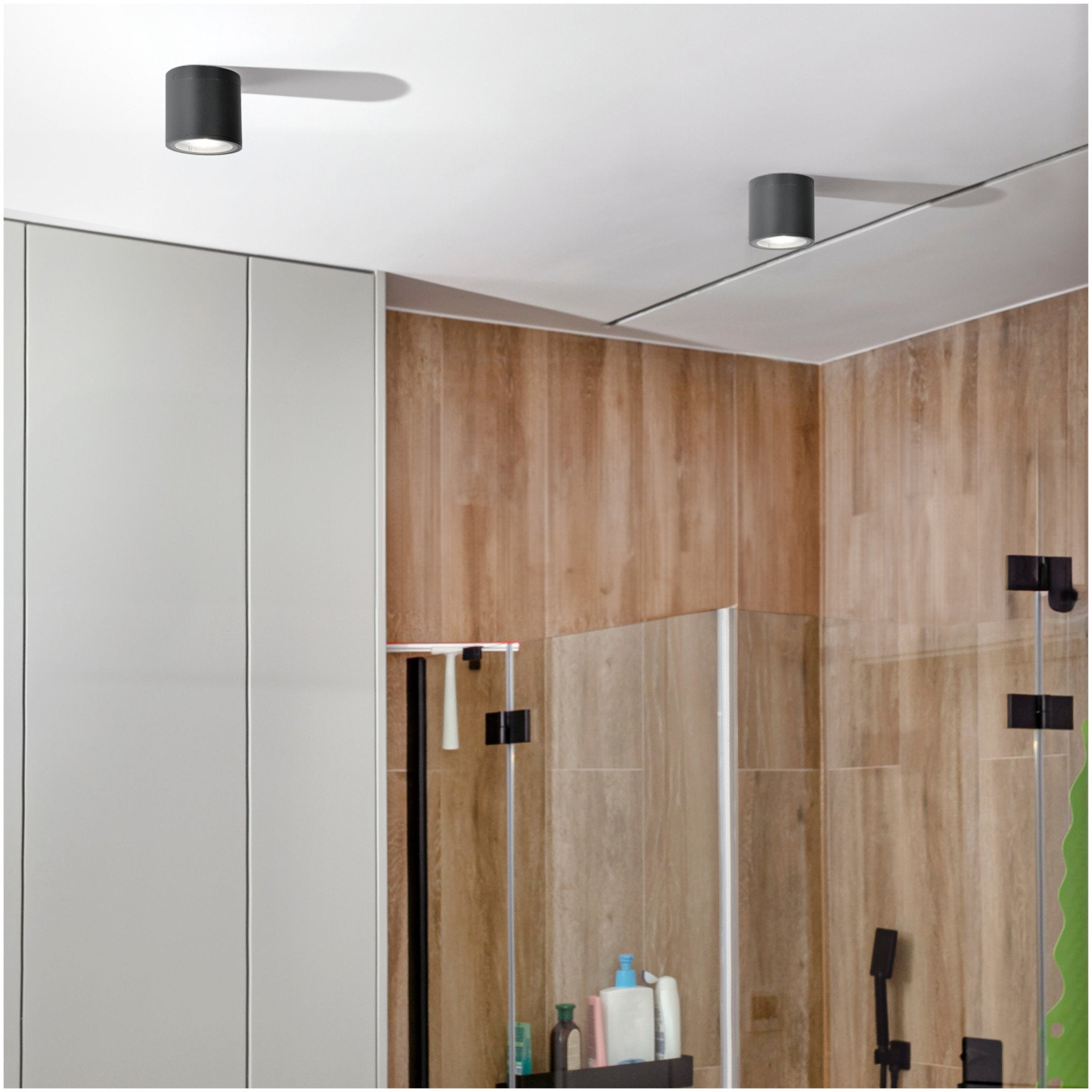 Lampa ogrodowa zewnętrzna AVA 2 czarna OKRĄGŁA GU10 sufitowa wodoodporna - LAITICA