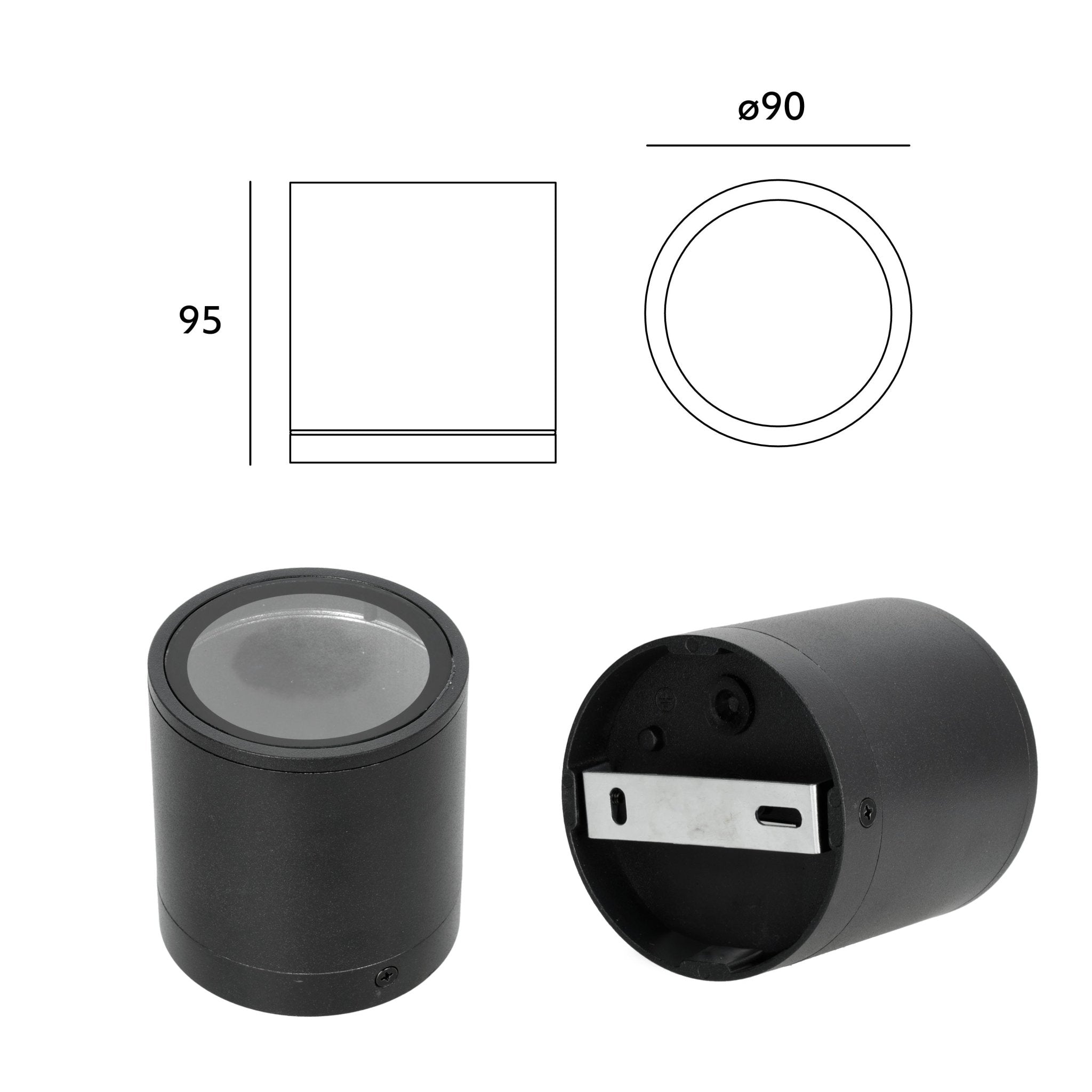 Lampa ogrodowa zewnętrzna AVA 2 czarna OKRĄGŁA GU10 sufitowa wodoodporna - LAITICA