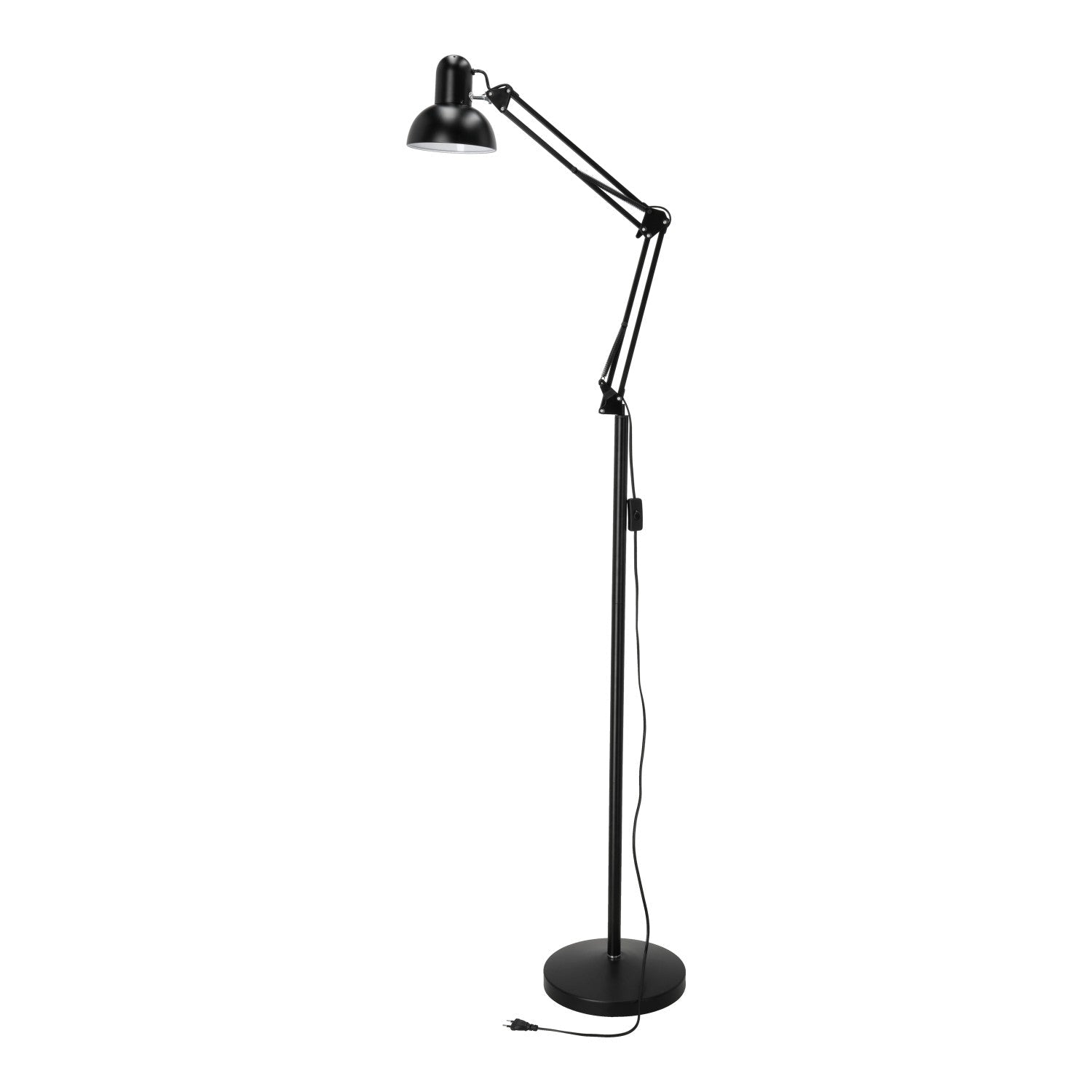 Lampa Podłogowa 2m z Regulowanym Ramieniem Metalowa CZARNA 1xE27 Nowoczesna - LAITICA