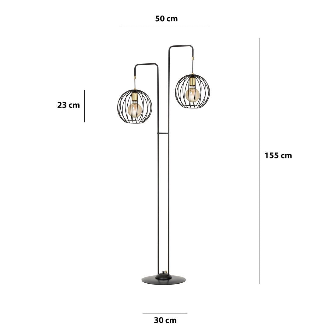 Lampa podłogowa ALBIO LP2 BLACK nowoczesna loft czarno/złota - LAITICA