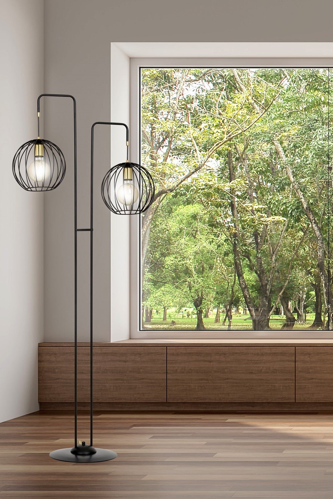 Lampa podłogowa ALBIO LP2 BLACK nowoczesna loft czarno/złota - LAITICA