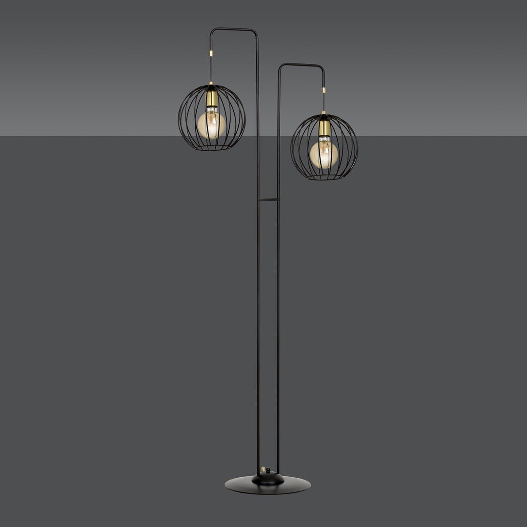 Lampa podłogowa ALBIO LP2 BLACK nowoczesna loft czarno/złota - LAITICA