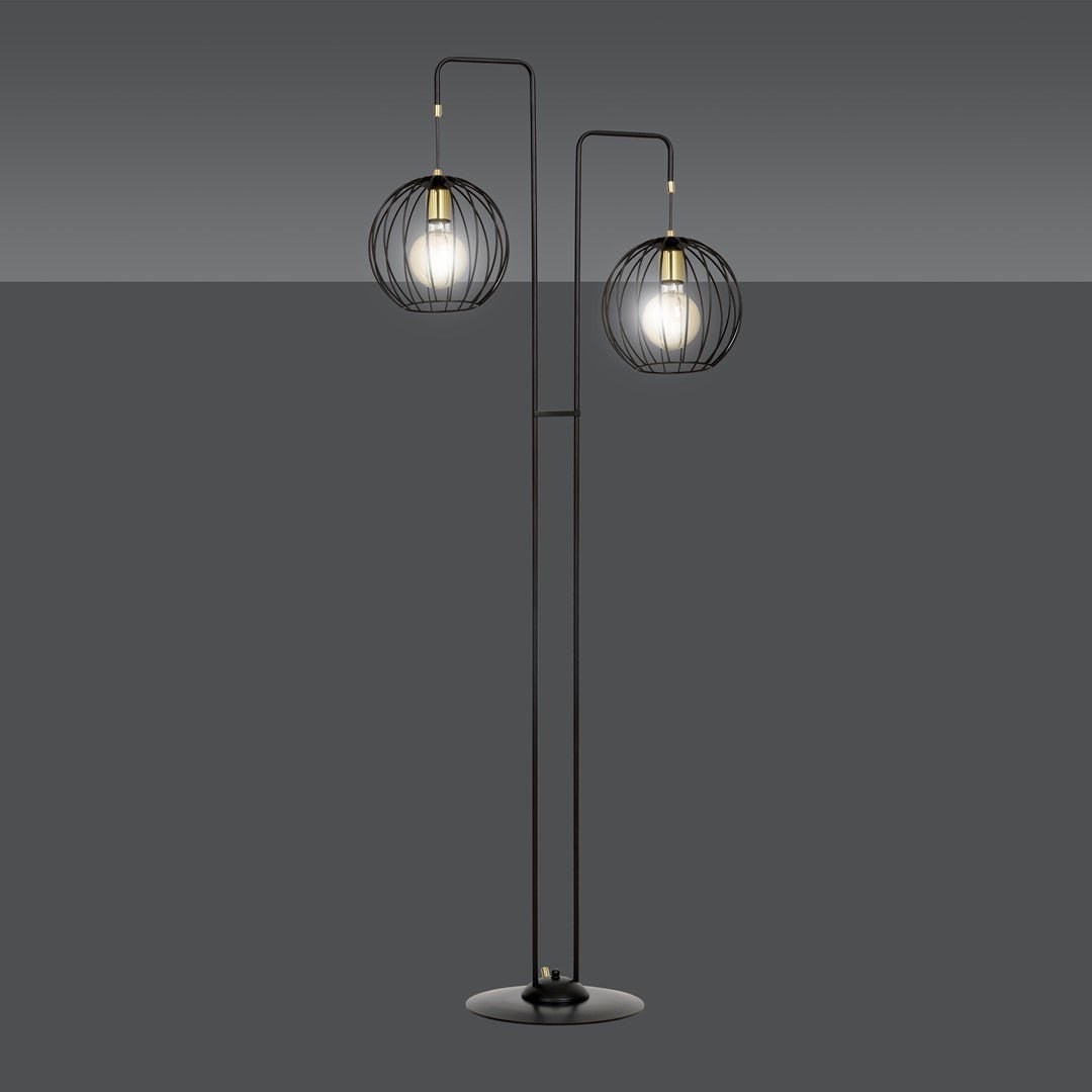 Lampa podłogowa ALBIO LP2 BLACK nowoczesna loft czarno/złota - LAITICA