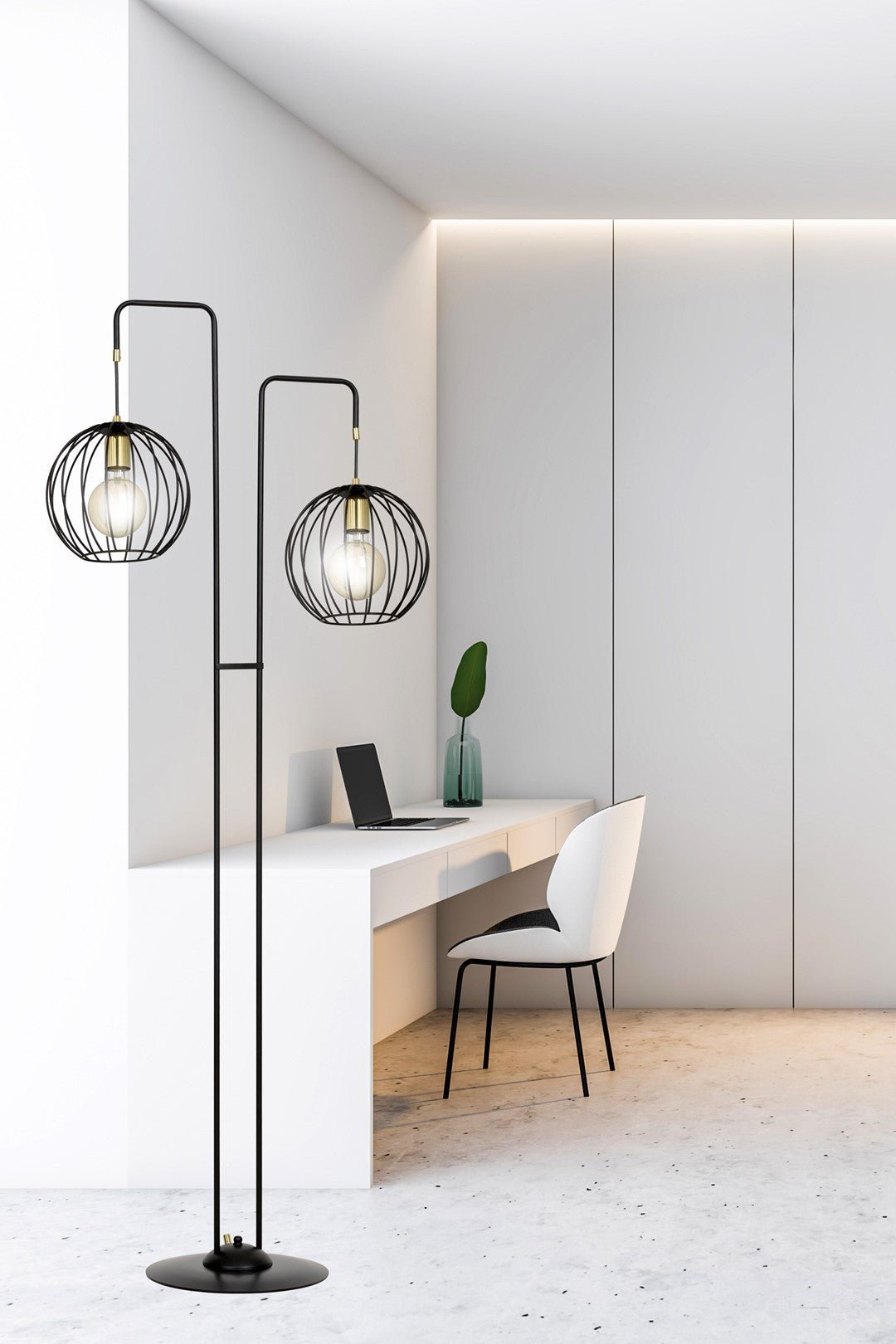 Lampa podłogowa ALBIO LP2 BLACK nowoczesna loft czarno/złota - LAITICA