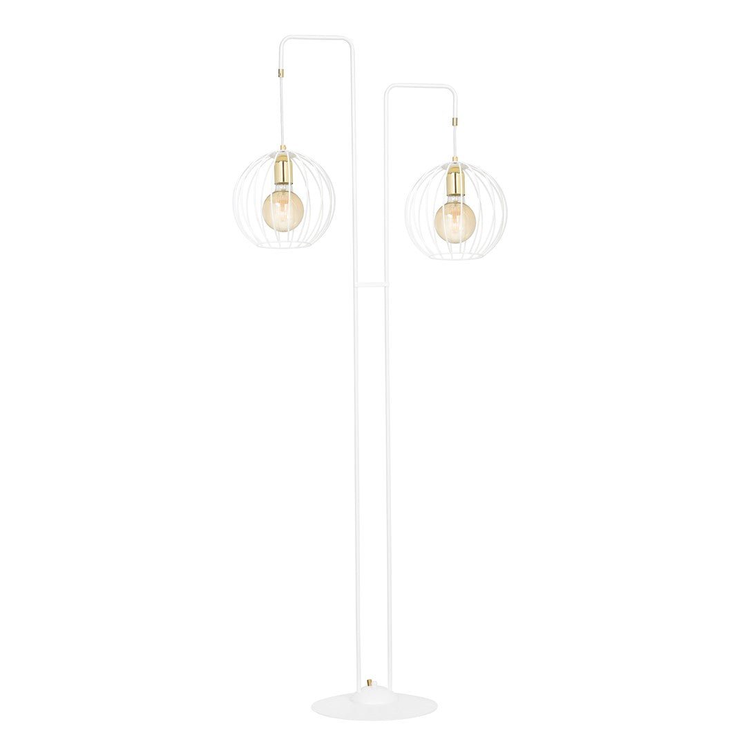 Lampa podłogowa ALBIO LP2 WHITE nowoczesna loft biało/złota - LAITICA