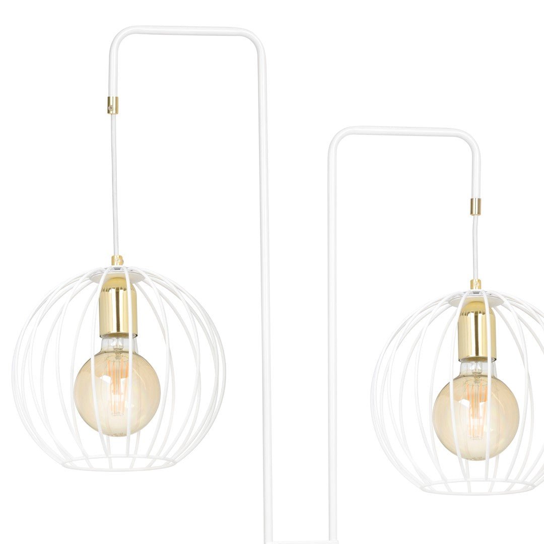 Lampa podłogowa ALBIO LP2 WHITE nowoczesna loft biało/złota - LAITICA