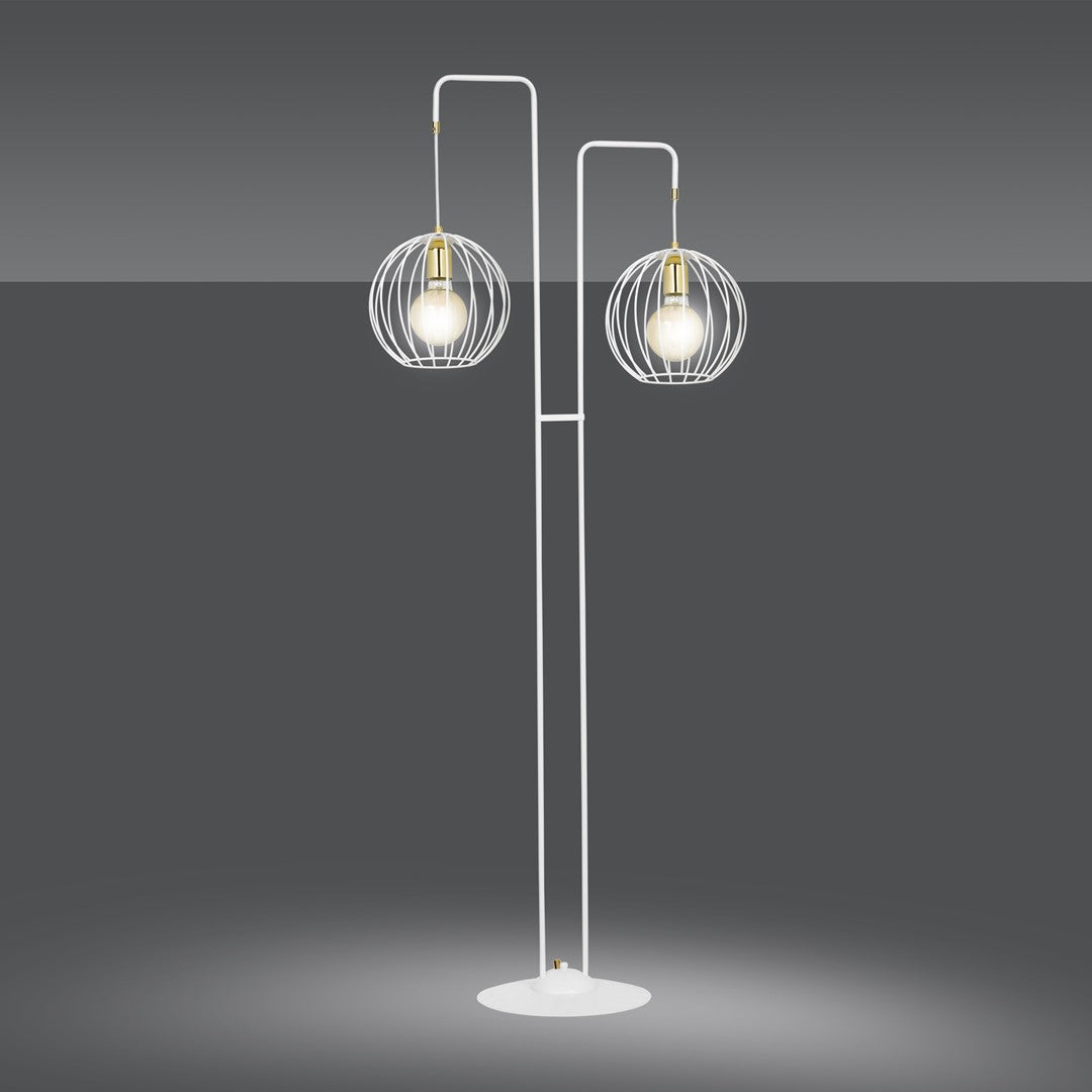 Lampa podłogowa ALBIO LP2 WHITE nowoczesna loft biało/złota - LAITICA