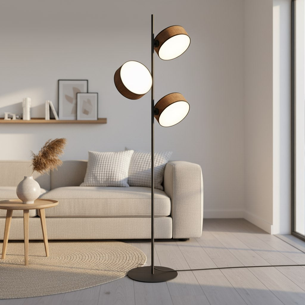Lampa podłogowa Japandi DRUMZ LP3 brązowa – minimalistyczna - LAITICA