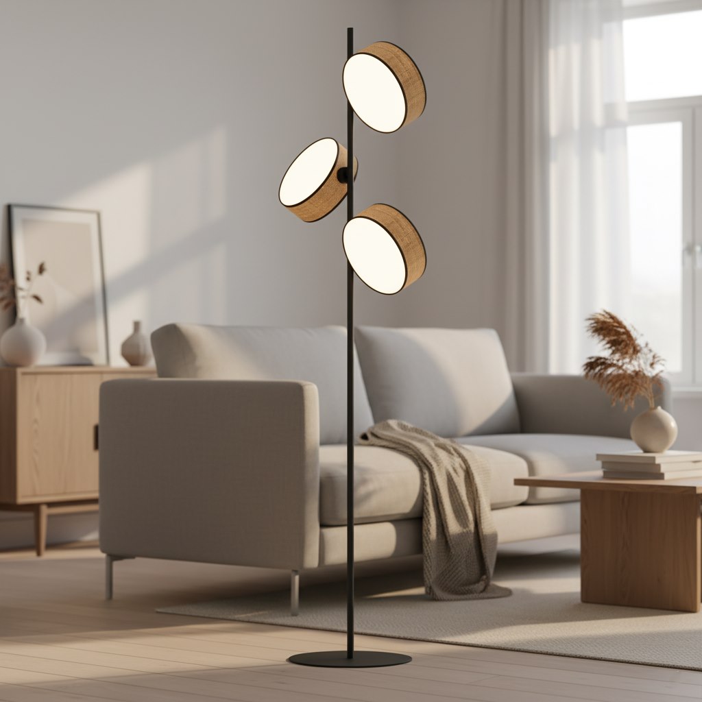 Lampa podłogowa Japandi DRUMZ LP3 Rattan – minimalistyczna - LAITICA