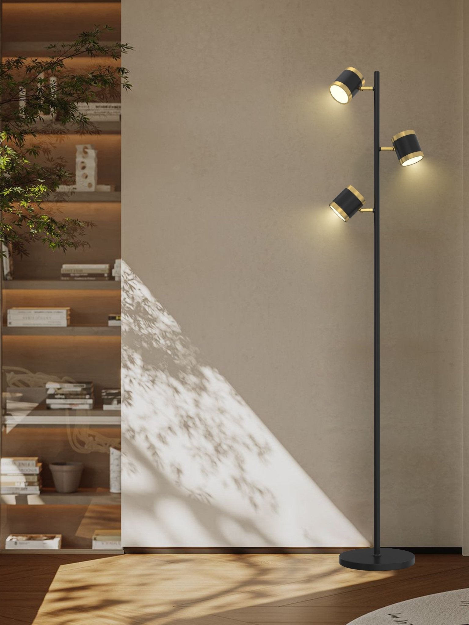 Lampa podłogowa LED MALTA regulowany klosz 3 punkty światła stojąca 3000K - LAITICA